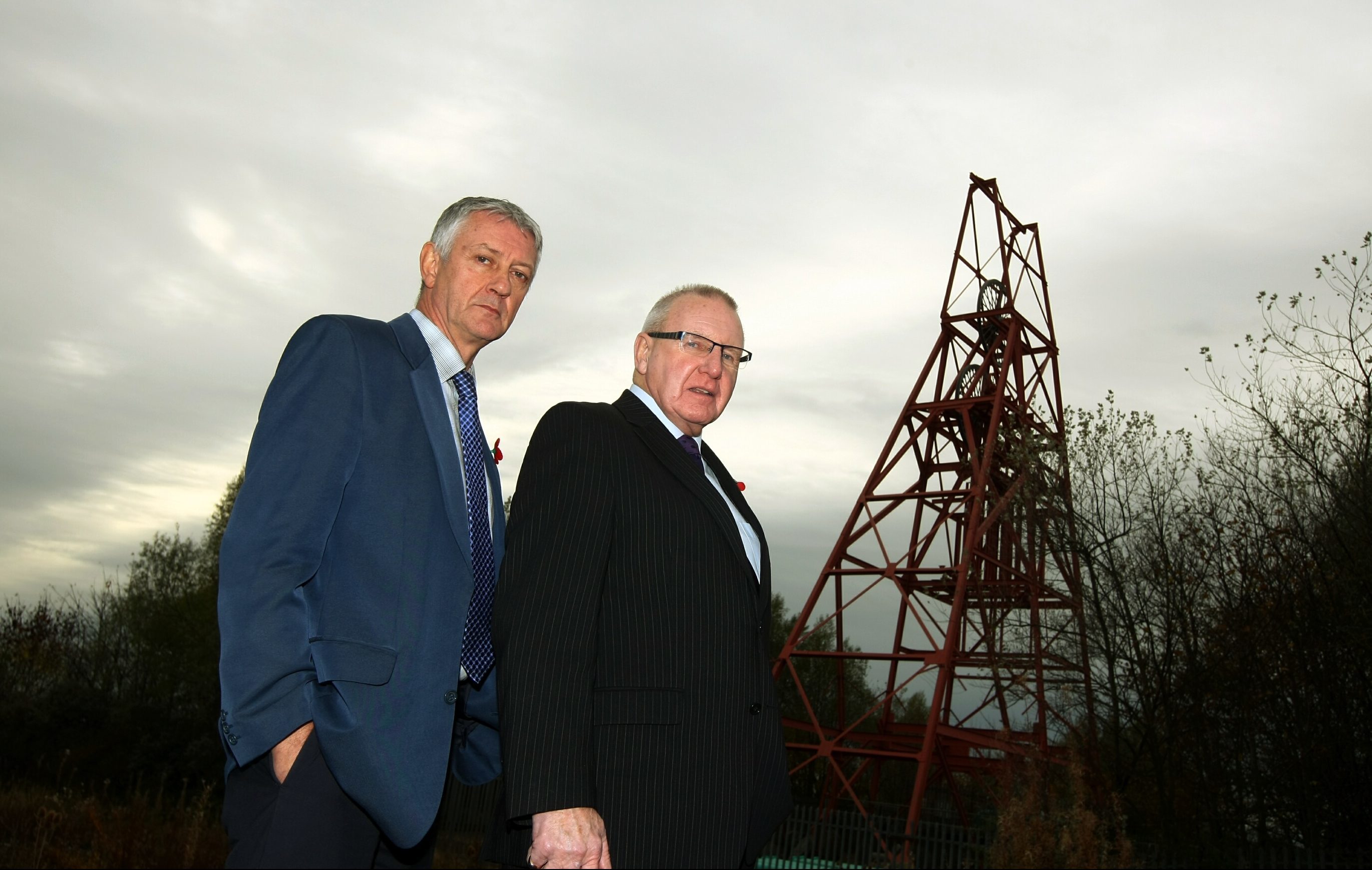 Councillors Tom Adams and Bob Young, at the former Frances Colliery.