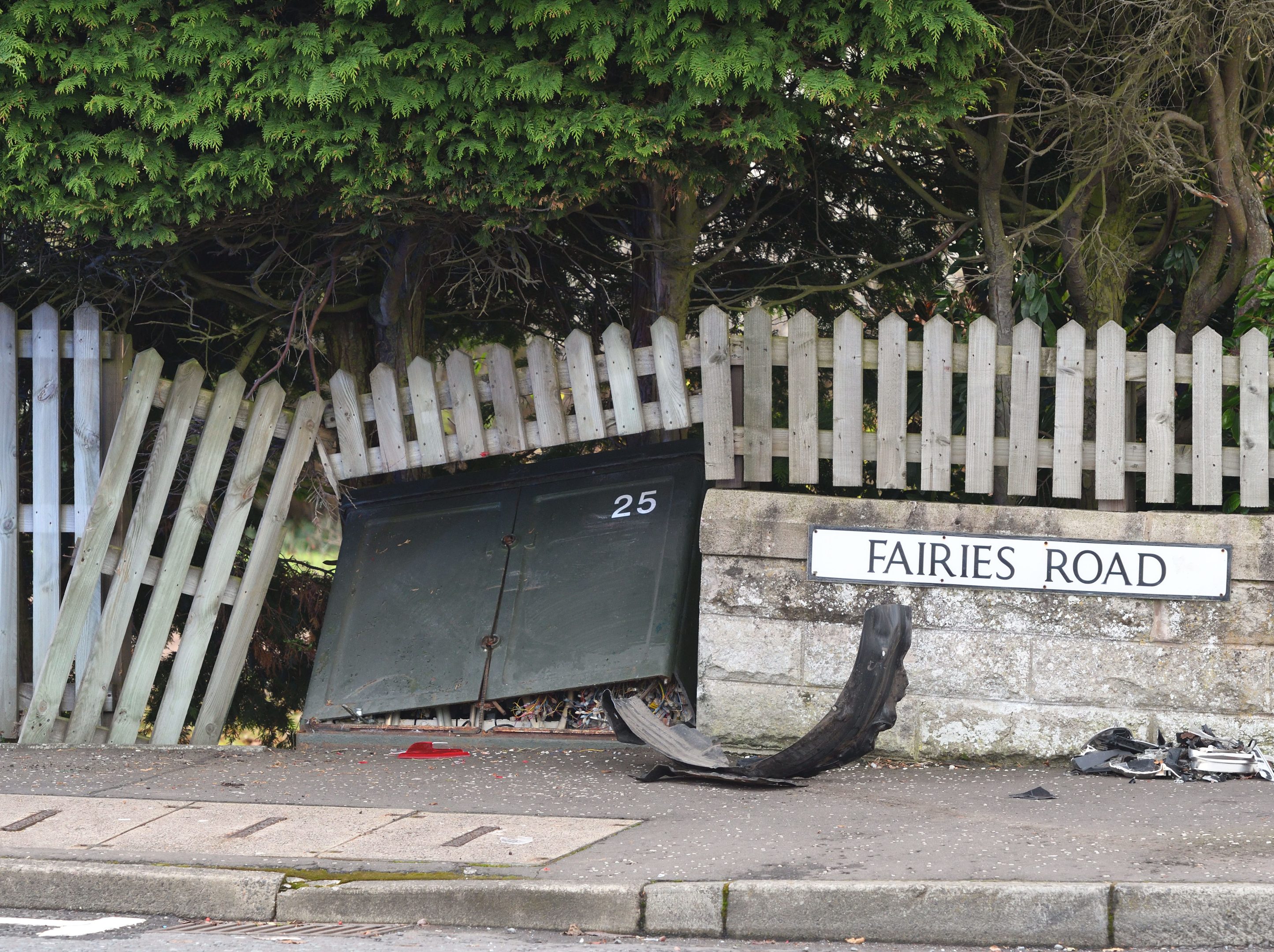 Damage at the scene of the accident.