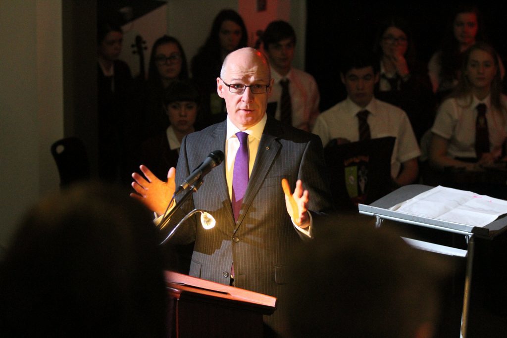 John Swinney speaks at the official opening.