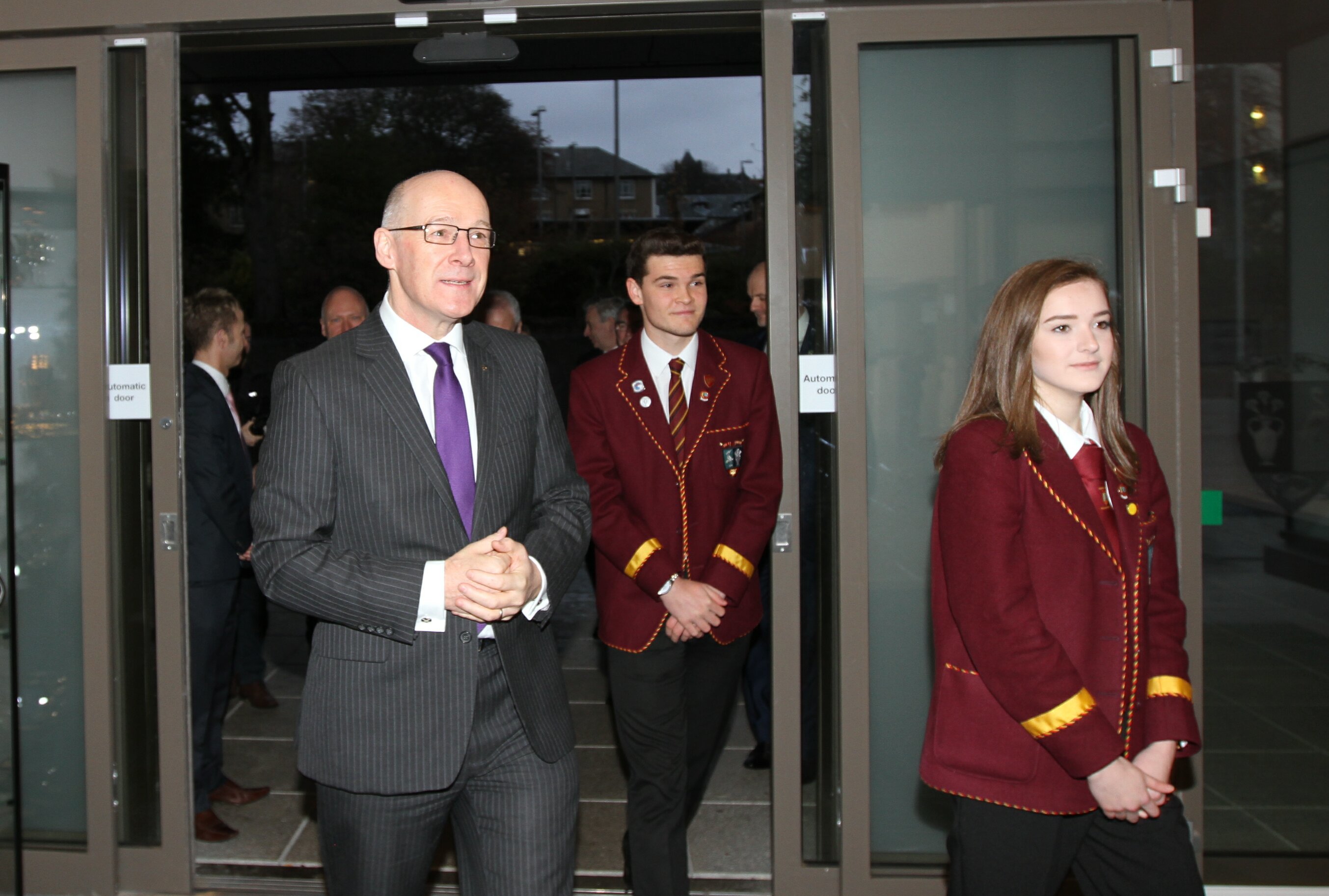Mr Swinney on his visit to officially open the new Harris Academy.