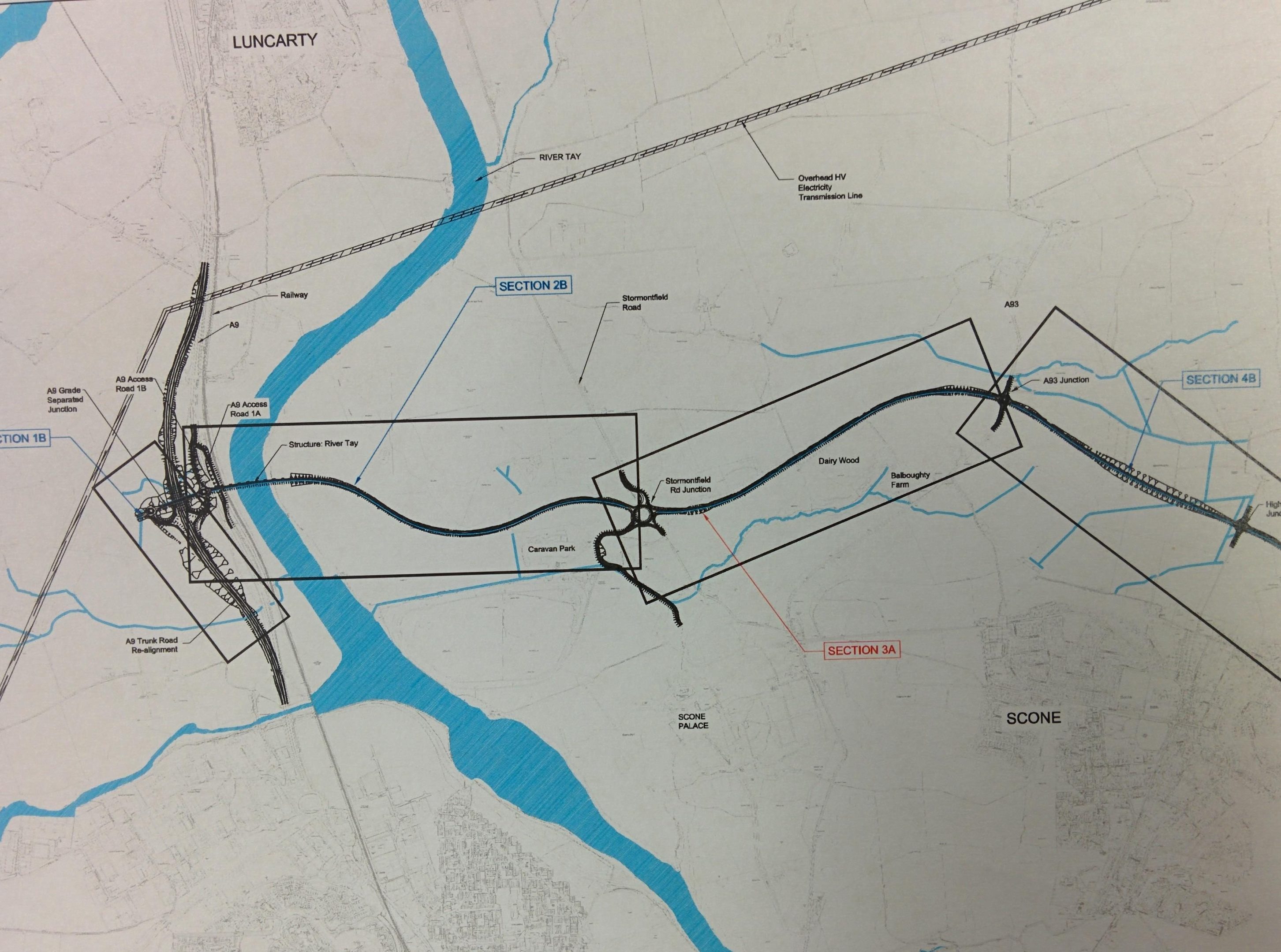 Proposed route of the Cross Tay Link Road.