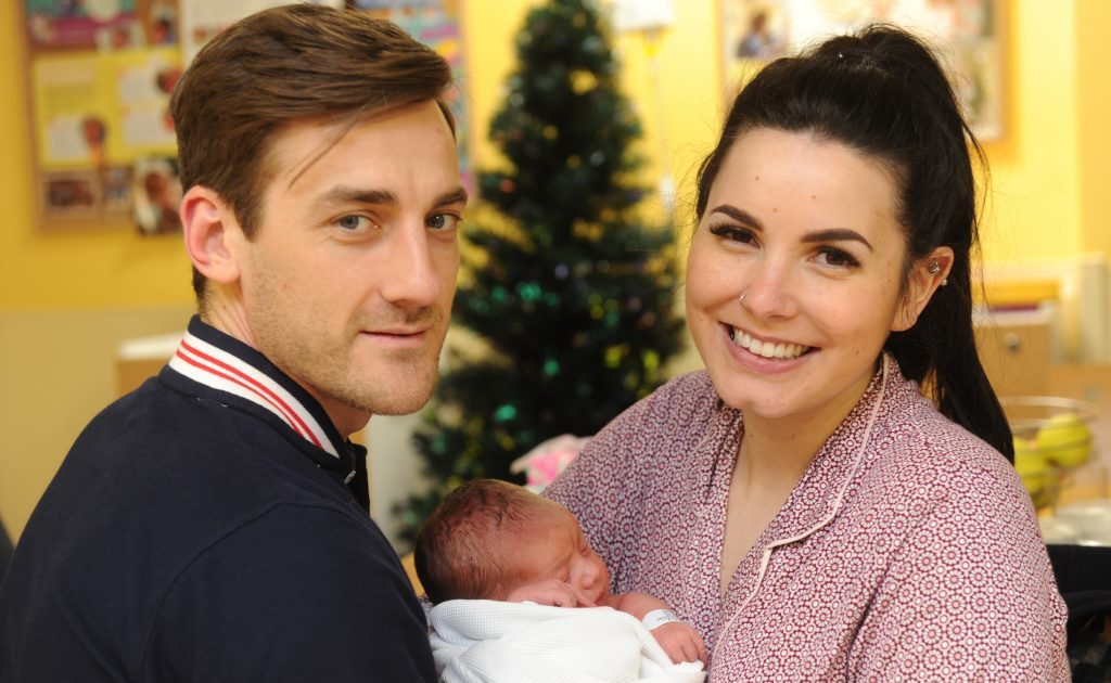Gemma Day and Chris Paton with baby Rex.