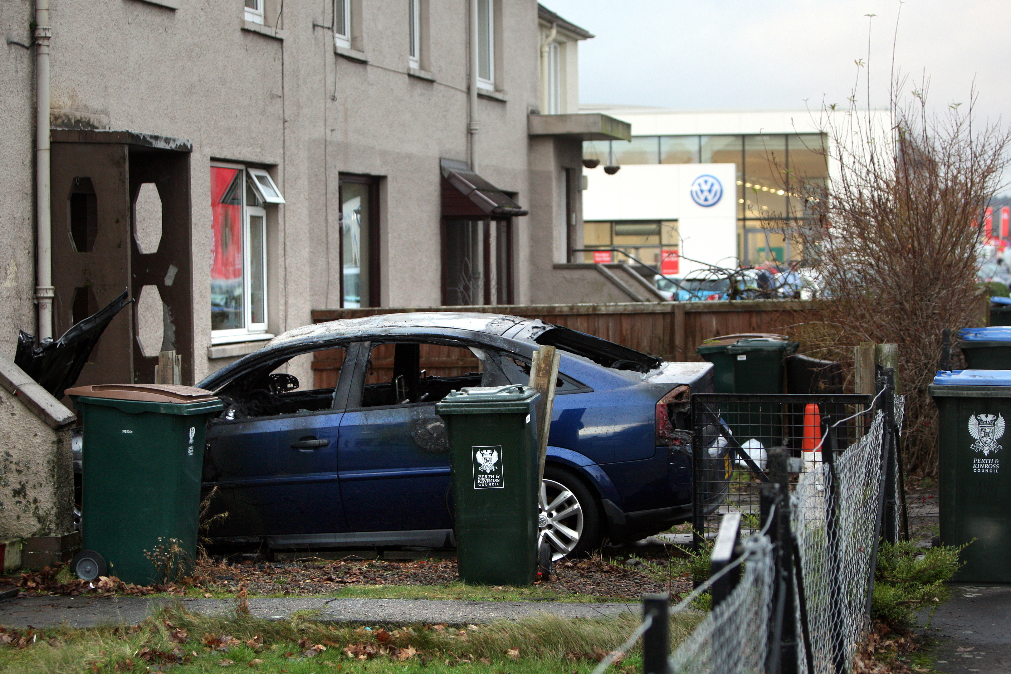 A Vauxhall Vectra went on fire in the driveway of a property in Dunkeld Road, Perth.