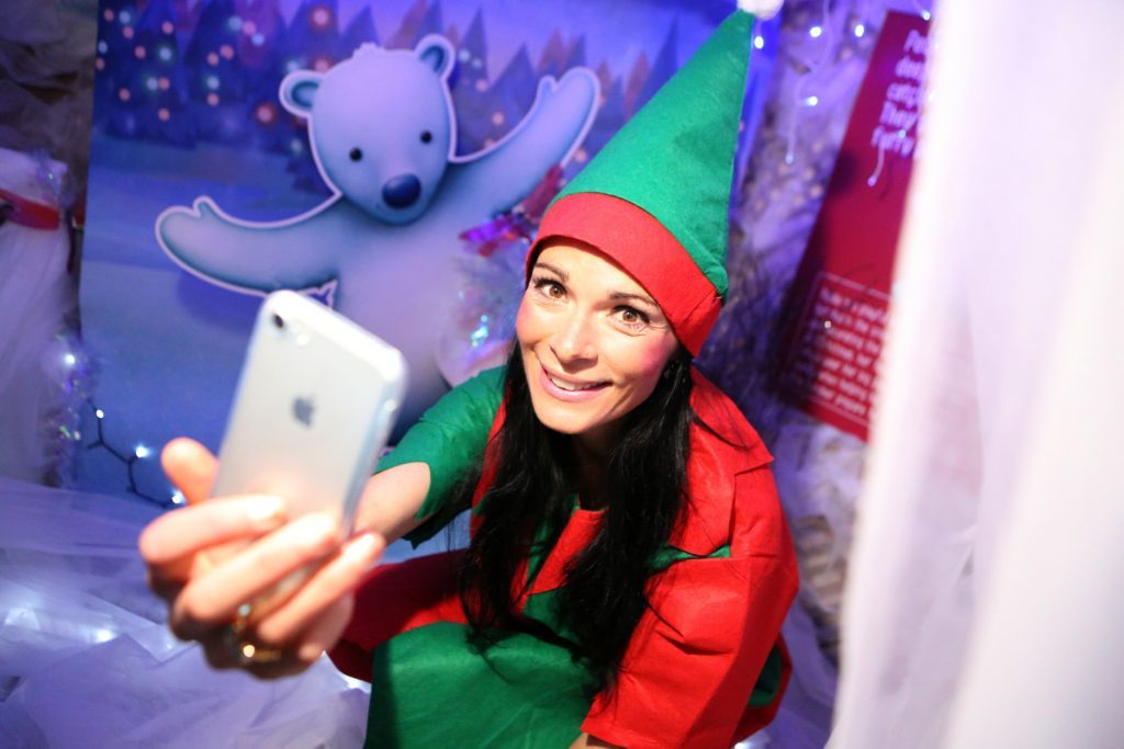 Elfie takes a selfie! Gayle in the selfie corner of the grotto at Dobbies.