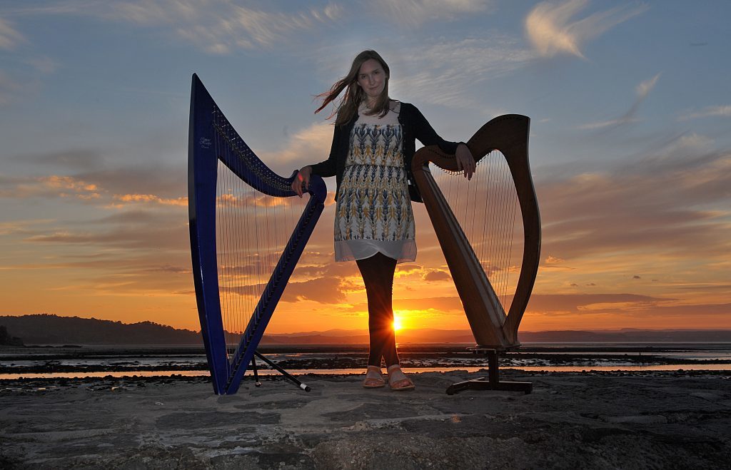 Harpist Rachel Newton at Cramond.