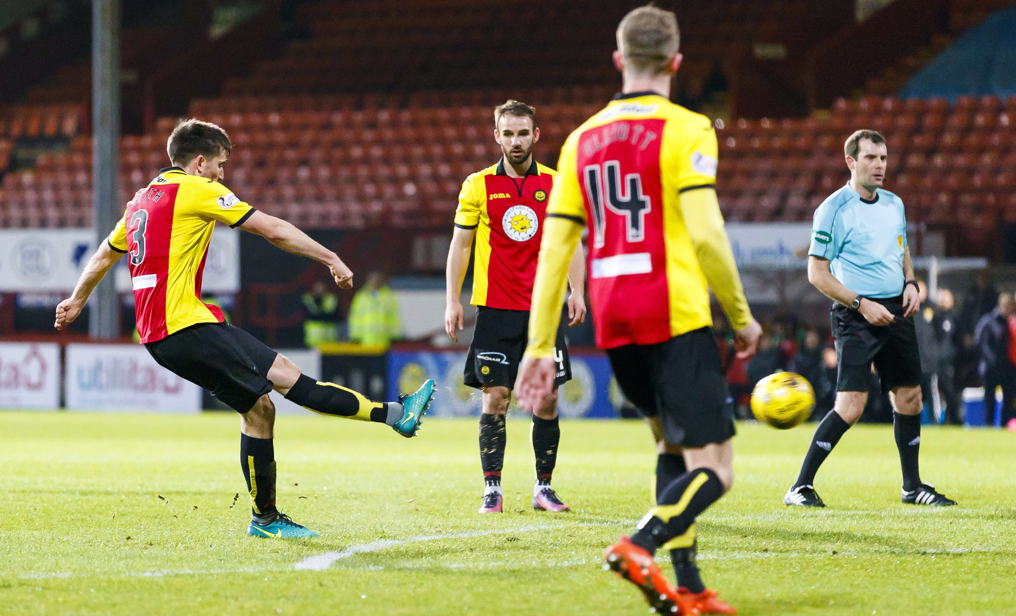 Partick's Callum Booth scores the opening goal.