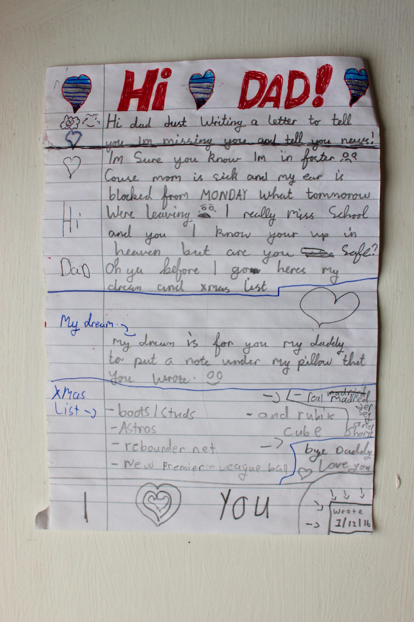 A child's heartbreaking Christmas letter to their late father