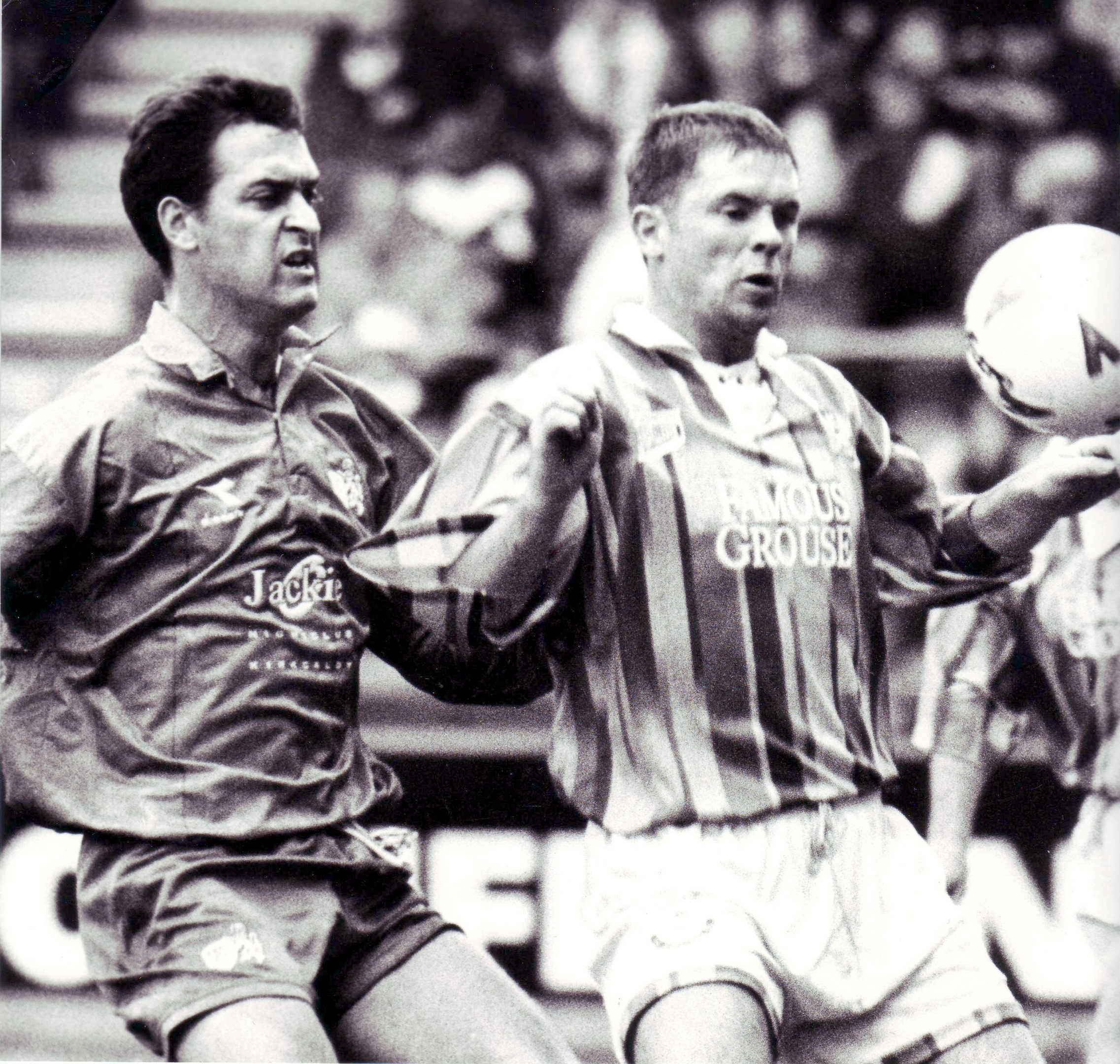 Julian Broddle (L) playing for Raith Rovers in 1994