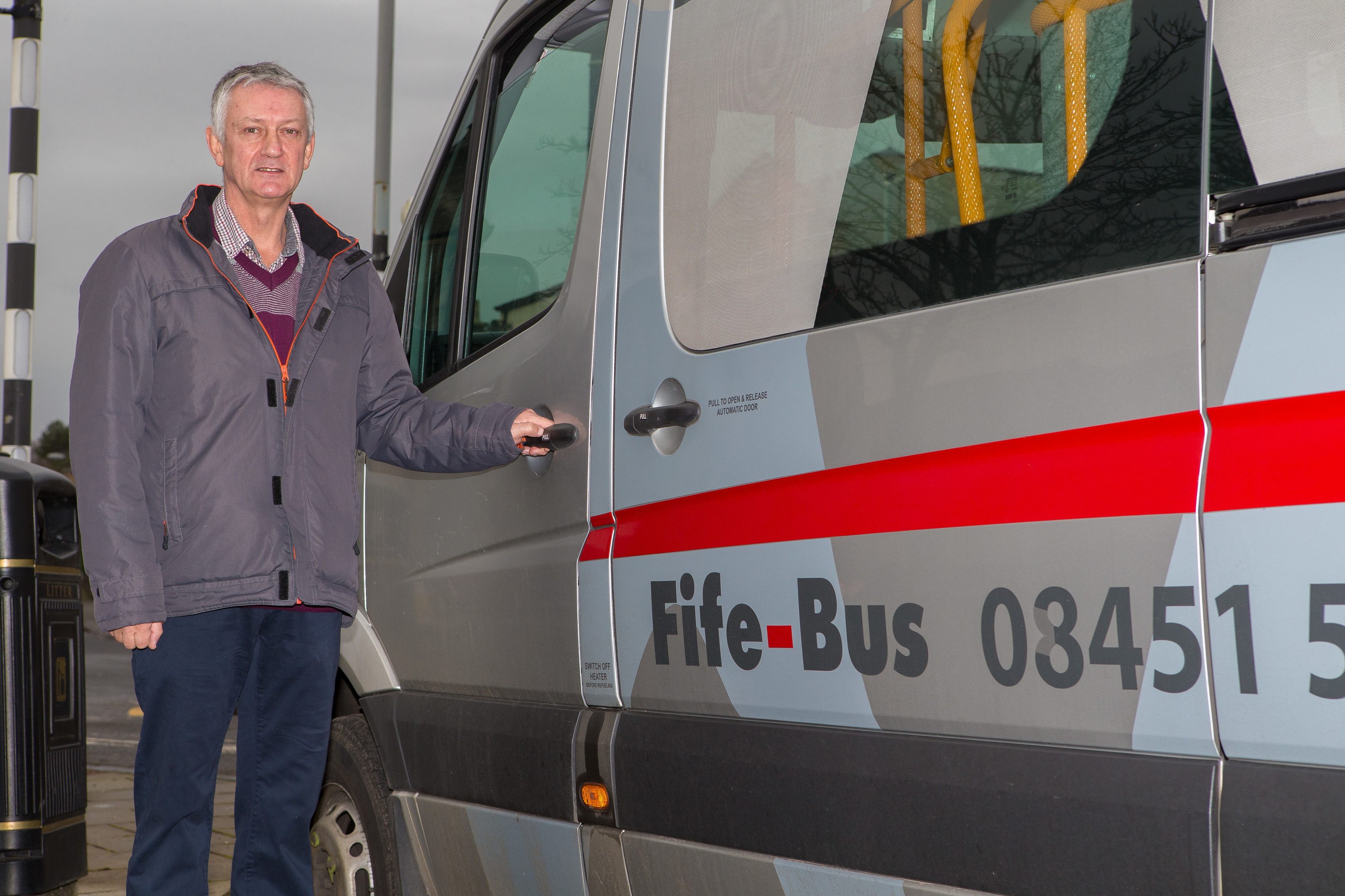 Councillor Tom Adams at the Fife Bus service