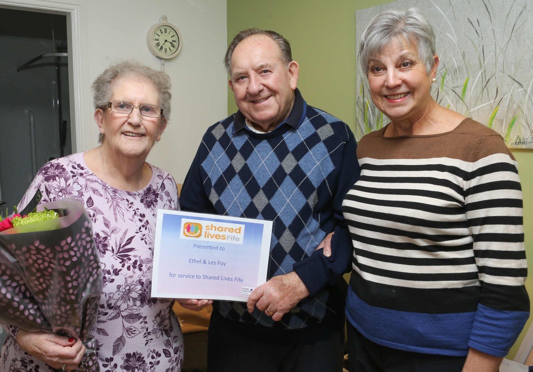 Ethel and Les Foy with former Shared Lives manager Ann Fernie.