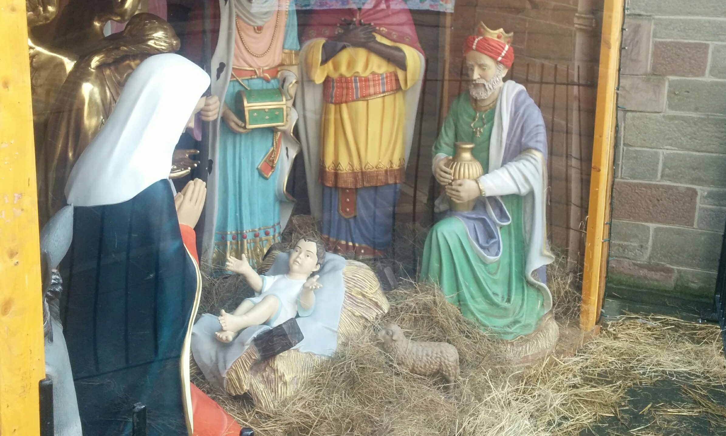 The perspex screen has been put up to protect the nativity display outside St John's Kirk, Perth.