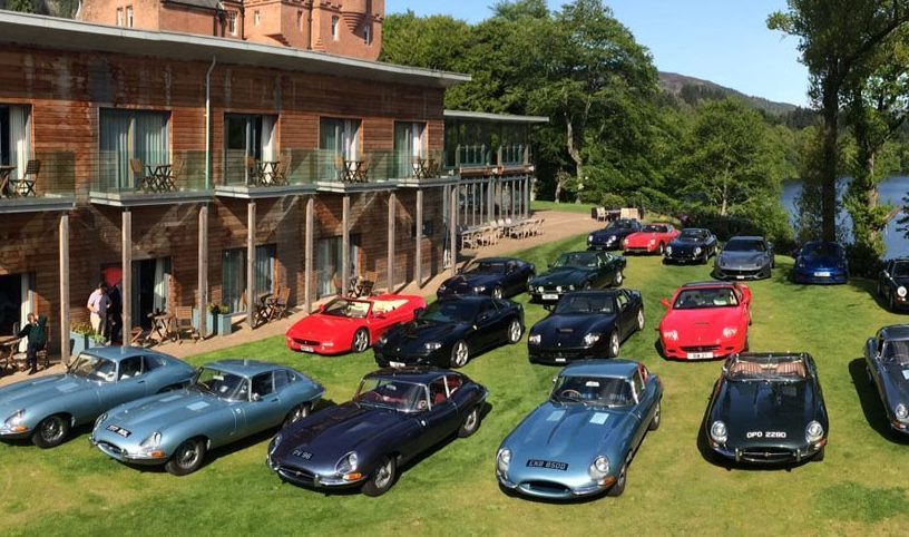 Classic cars at Fonab Castle Hotel where the Perthshire event will call in.
