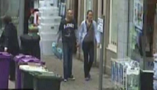 Steven Jackson and Michelle Higgins in Montrose High Street hours after the murder.