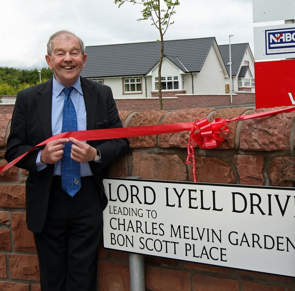 Lord Lyell at the official opening of three new streets in Kirriemuir.