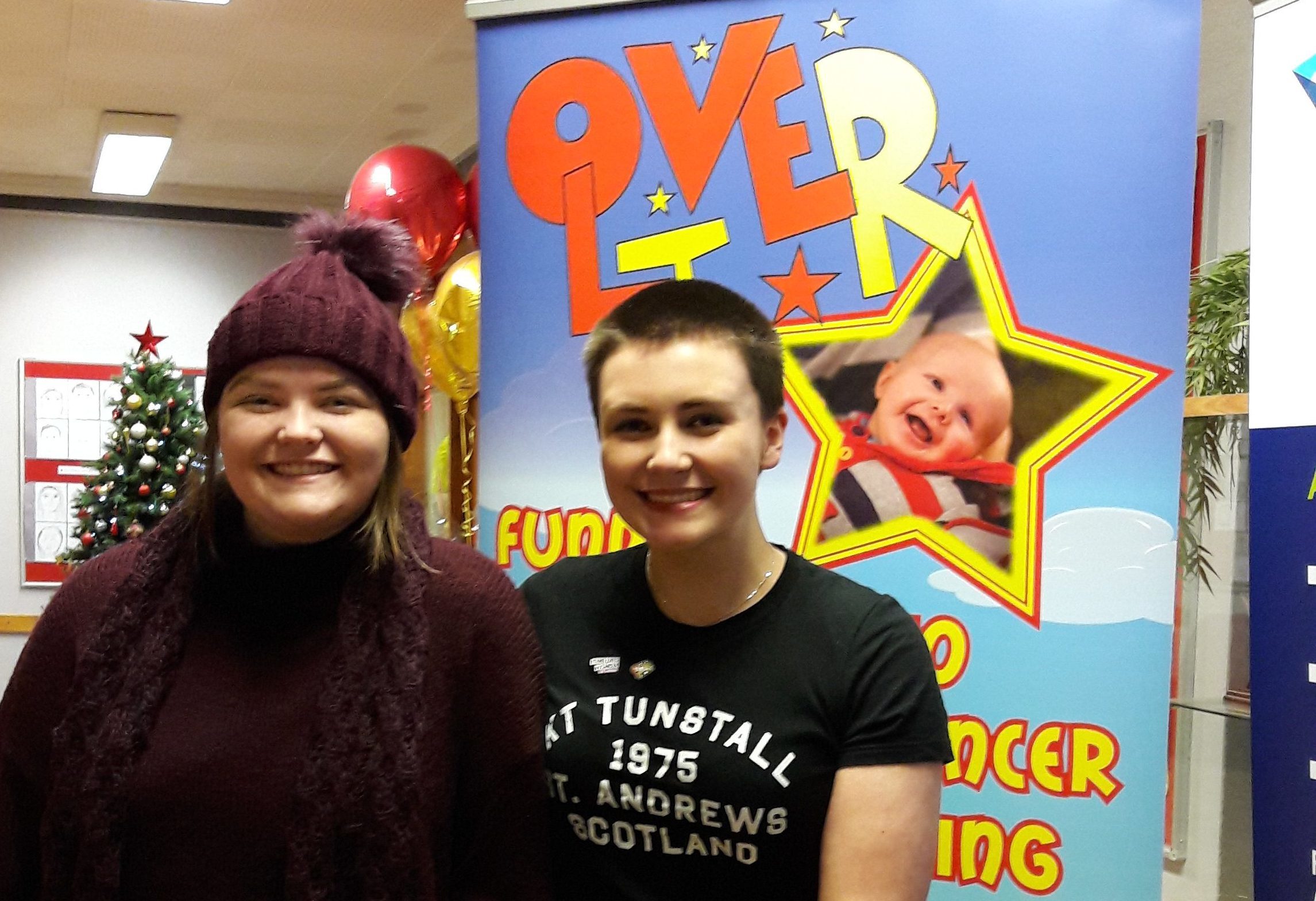 Jade Dowie with friend Jasmine Doyle after her head shave.