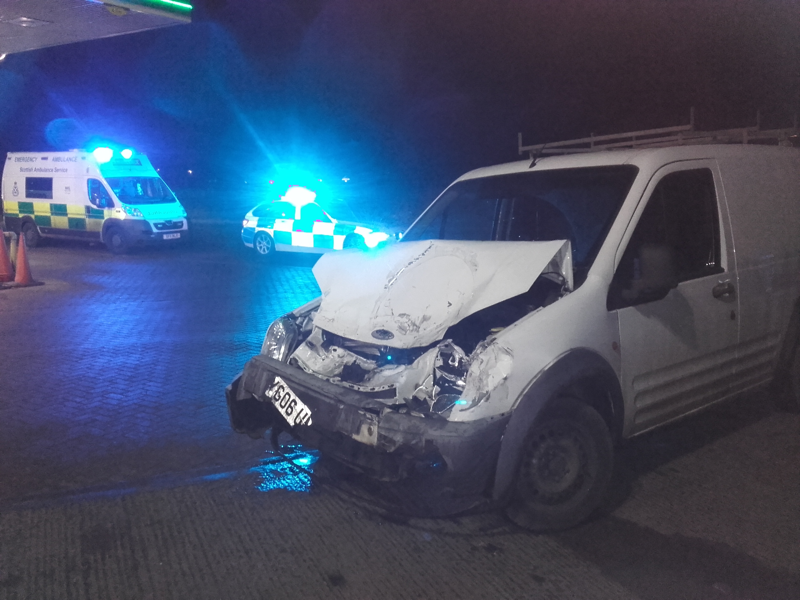 One of the vans involved in two smashes on the A92 near Freuchie