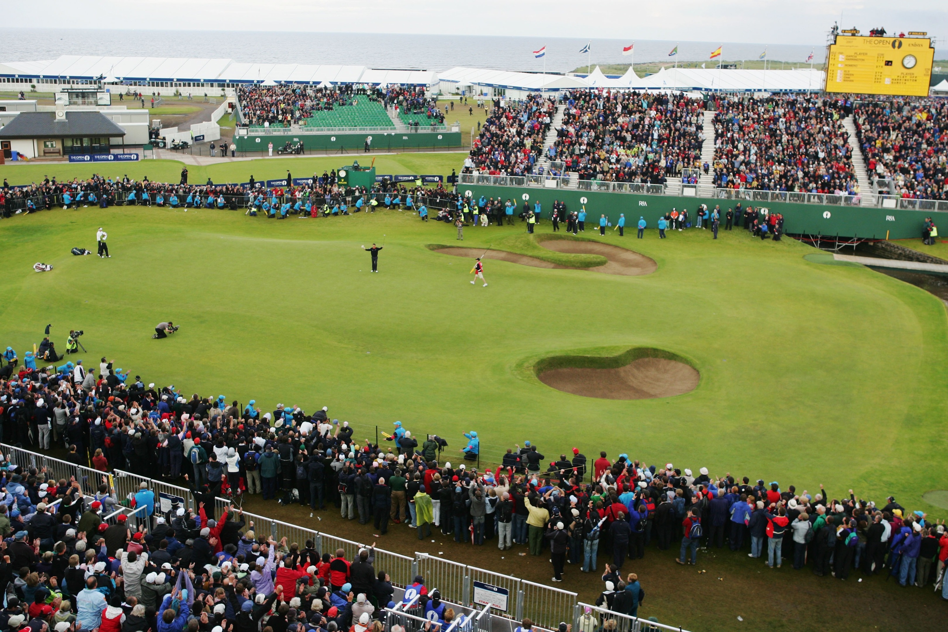 Padraig Harrington celebrates his 2007 win at Carnoustie