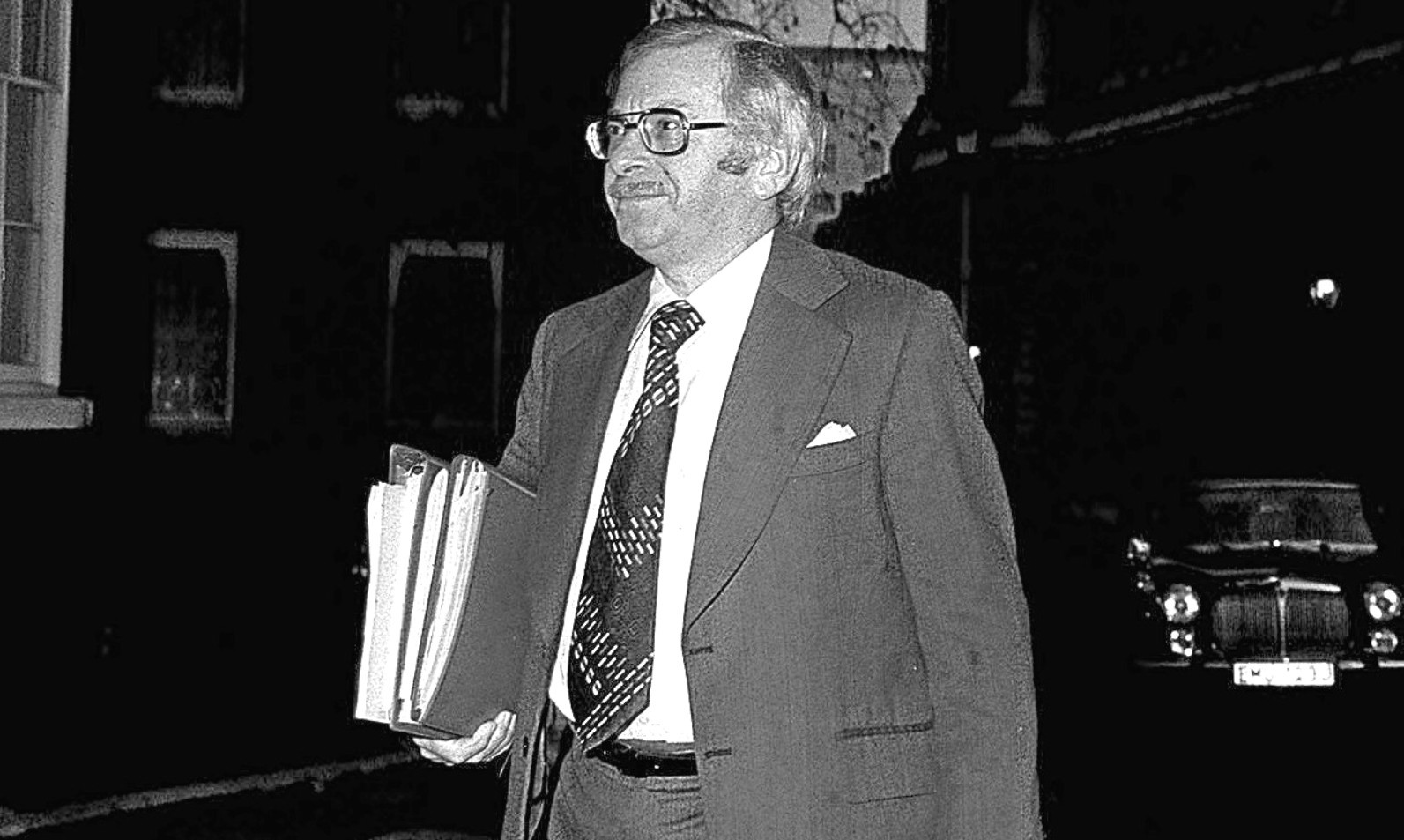 Joel Barnett, Chief Secretary to the Treasury, with an armful of files as he arrived at 10 Downing St where the Cabinet was meeting. *11/01/04: Lord Barnett, the man behind the Barnett Formula, which gives Scotland extra money for public services, who has blasted the policy as "embarrassing" to his name and unfair to the rest of the country. The Treasury Formula that puts an extra   1,000 per head on Scotland's spending power from the public purse was introduced in 1978. Lord Barnett, who also wrote about the formula in 1982, told Scotland on Sunday newspaper that it was out-dated.