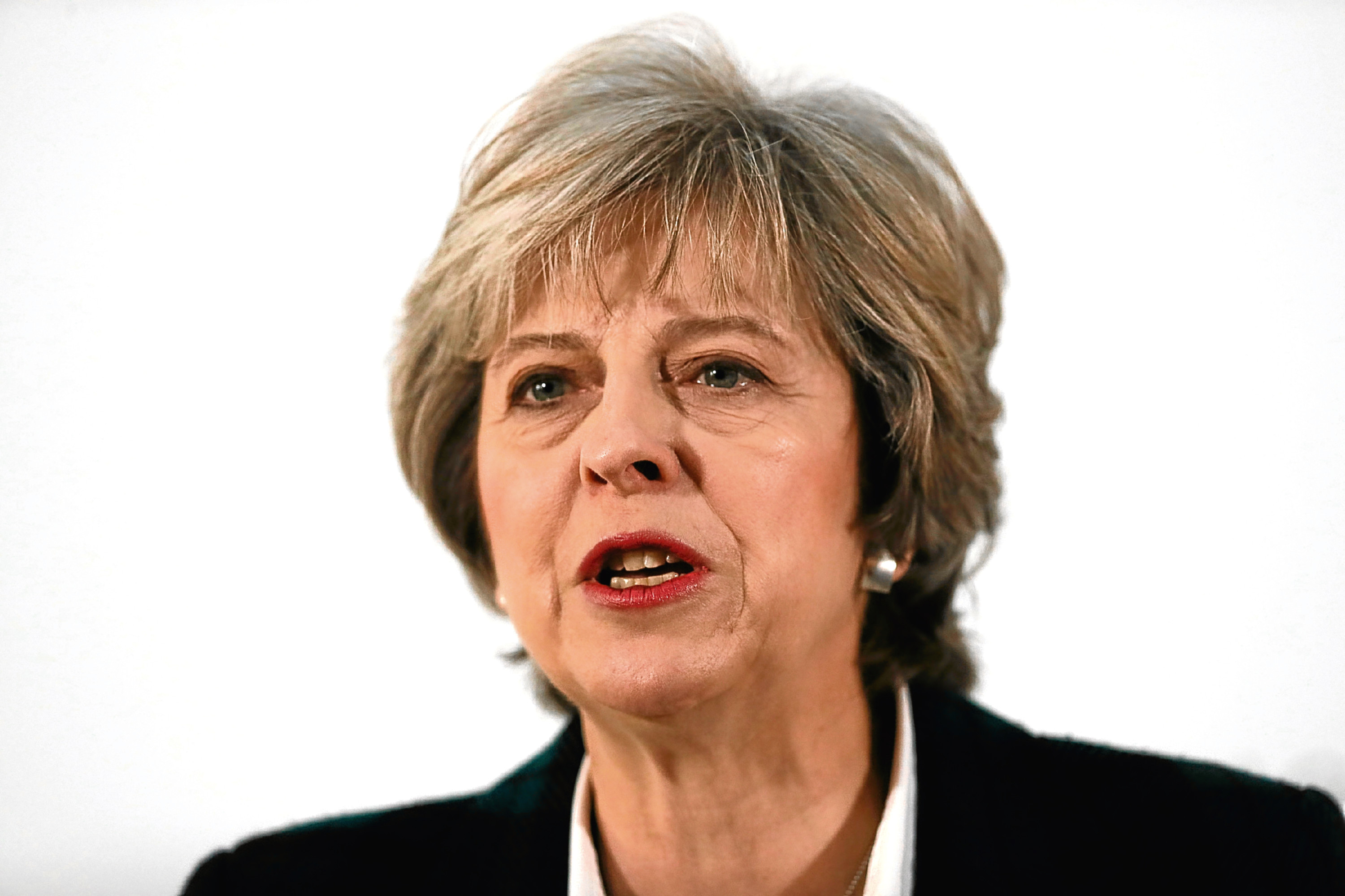 Prime Minister Theresa May speaking at Lancaster House in London where she outlined her plans for Brexit,.