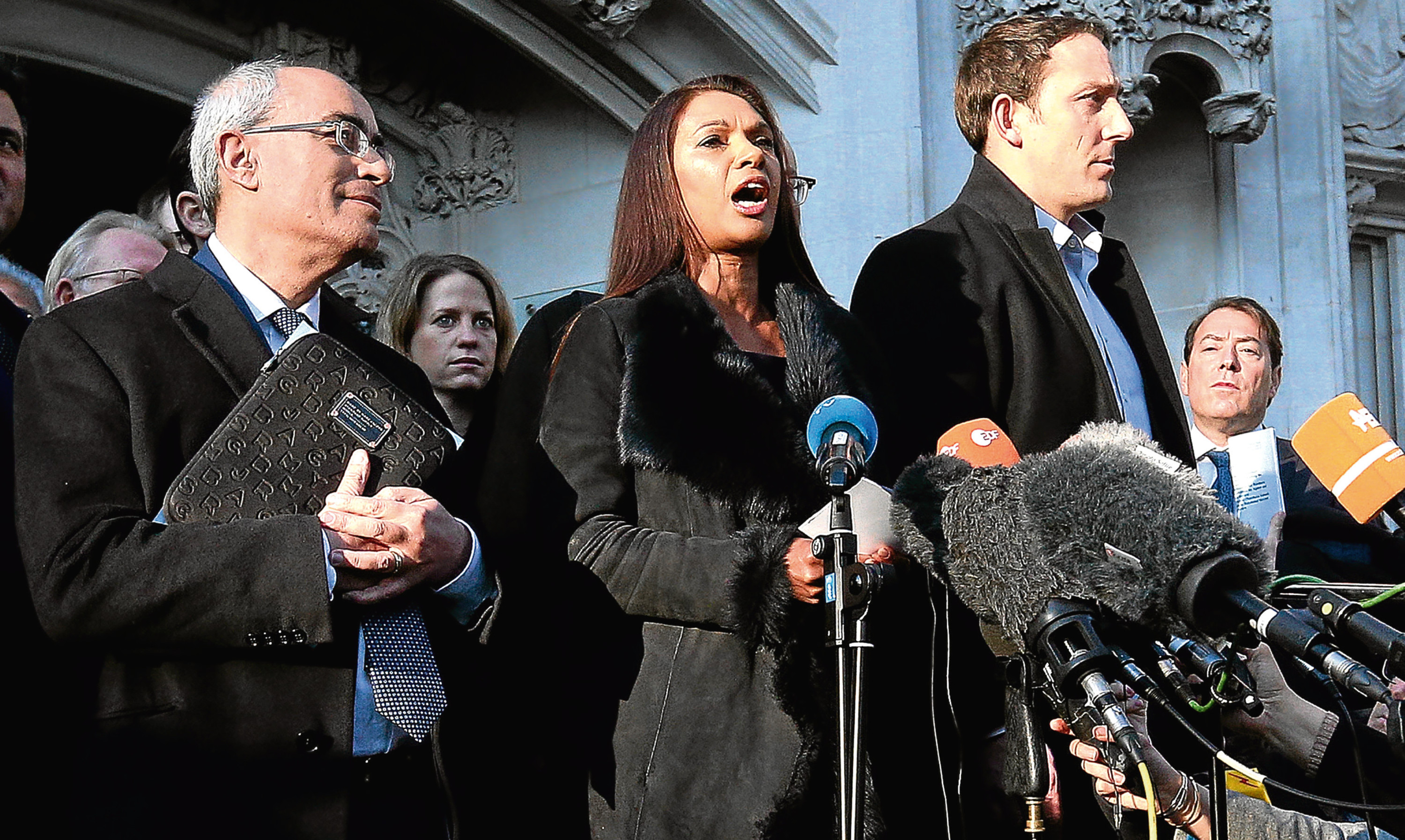 Anti-Brexit campaigner Gina Miller speaks outside the Supreme Court in London following its majority ruling against the Government.