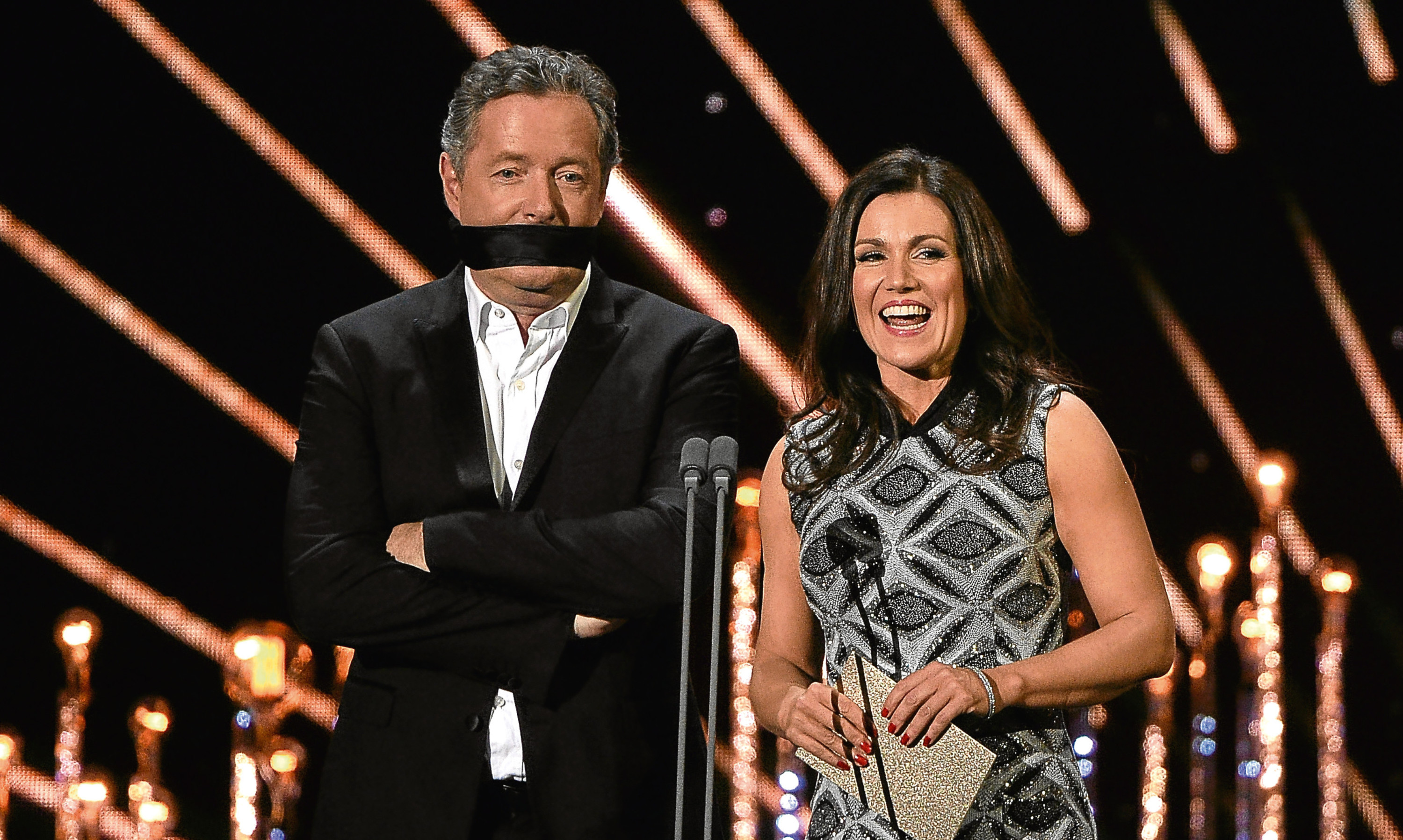 Piers Morgan and Susanna Reid on stage during the National Television Awards, which was followed by people passing cruel judgements on some of the outfits worn.