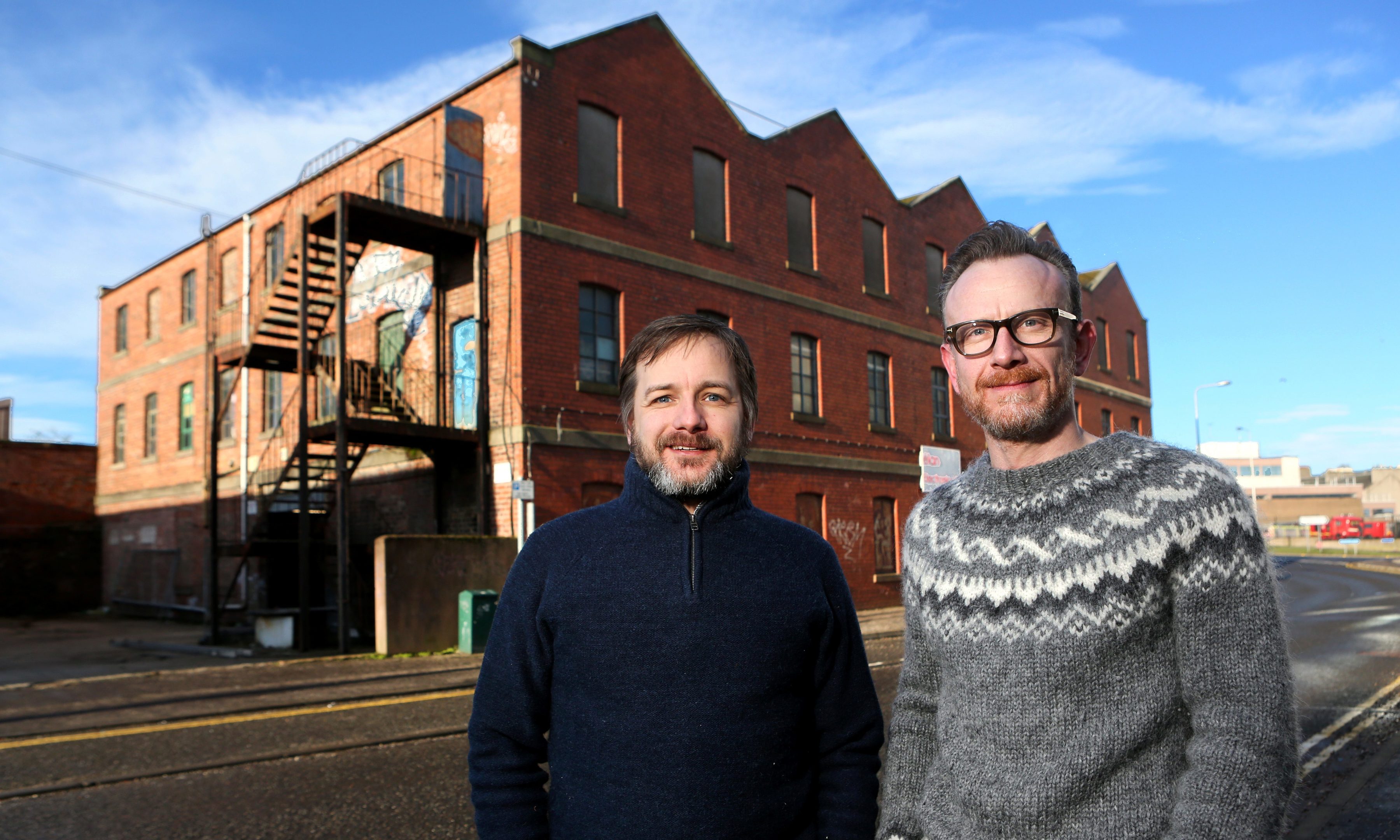 Mark Griffiths and Duncan Alexander outside their brewery in the West End. A taproom is expected to open inside in the next two weeks.