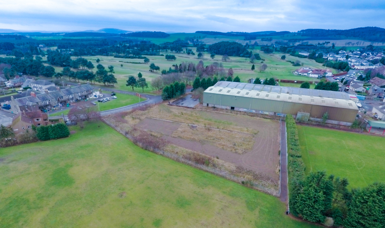 An aerial view of the Abertay Works site.