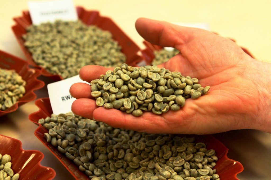 A handful of coffee beans, at James Aimer.