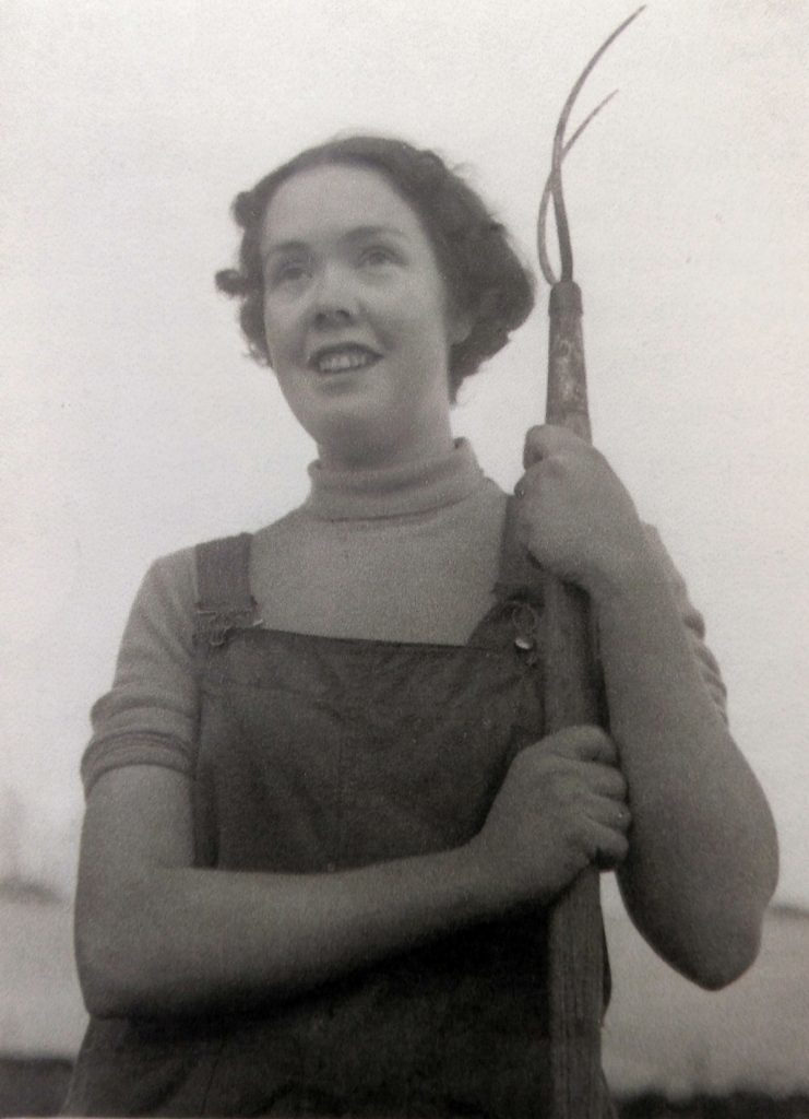 Elizabeth Lowe, then Wyllie, on the farm in wartime.