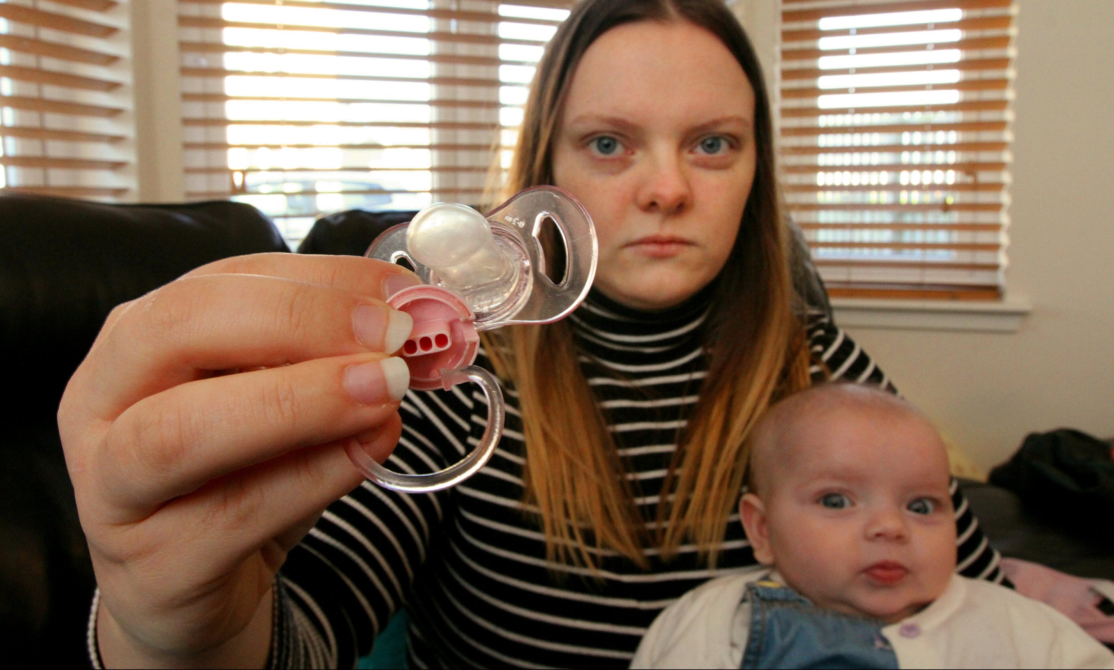 Louise says her daughter Lara could have choked on the dummy.
