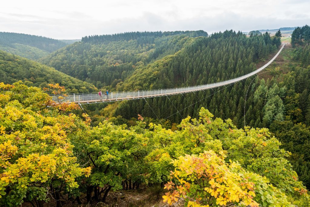 The Geierlay suspension bridge links some of the area's walking routes.