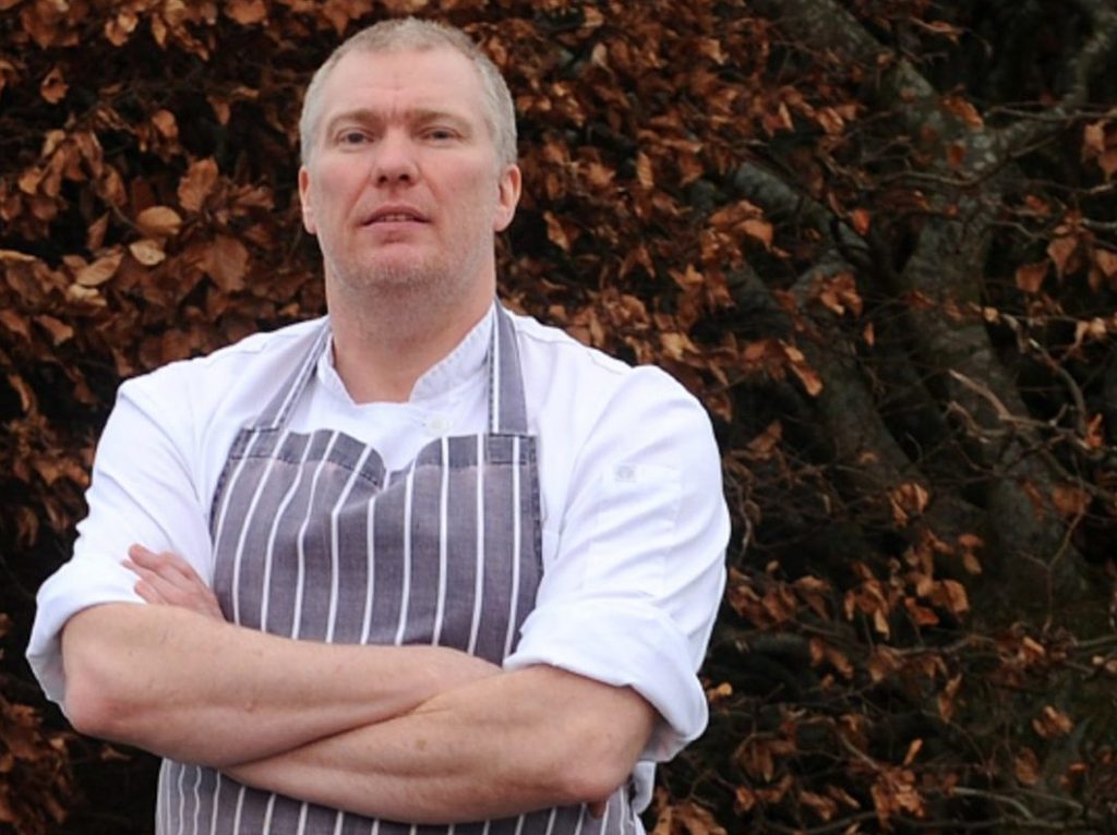 Chef Richard Young outside The Drovers Inn, Memus, by Forfar.