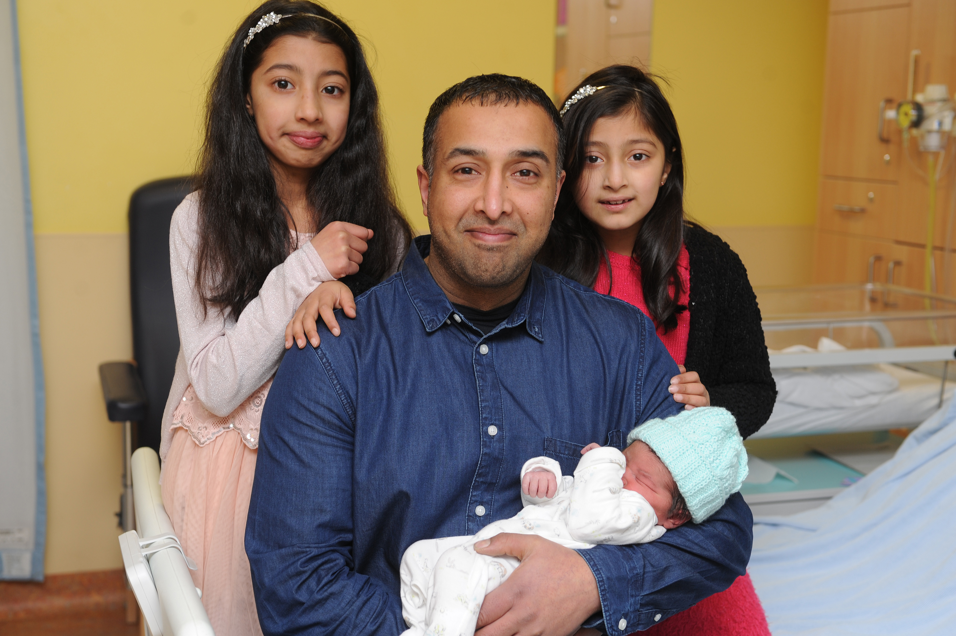 Alishba, Naz and Ikra Ahmed with the latest addition to the family. The baby, who is yet to be named, was born at 12.44am weighing 3.62kg at Ninewells Hospital, Dundee