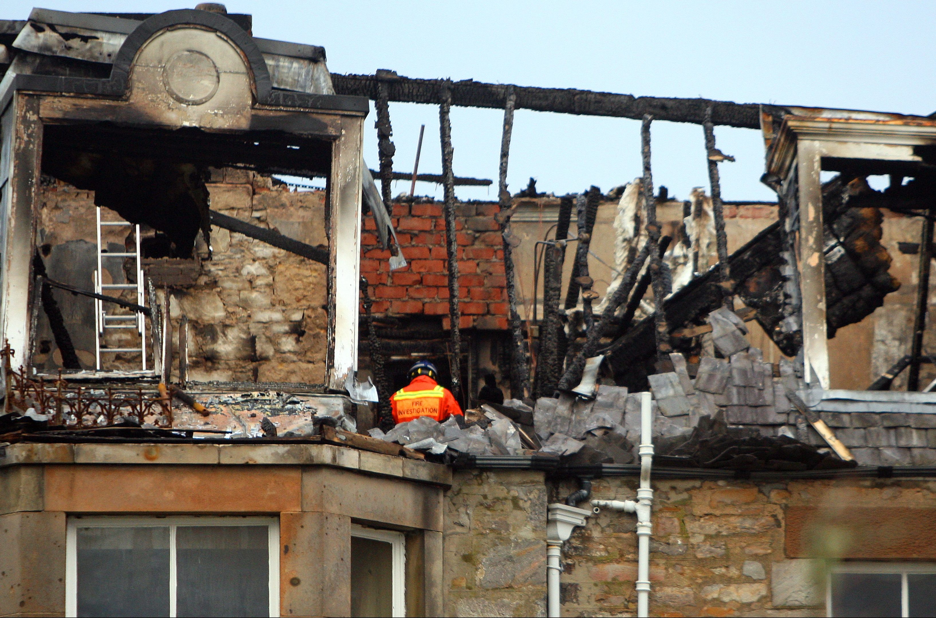 The fire-ravaged Fisher's Hotel.