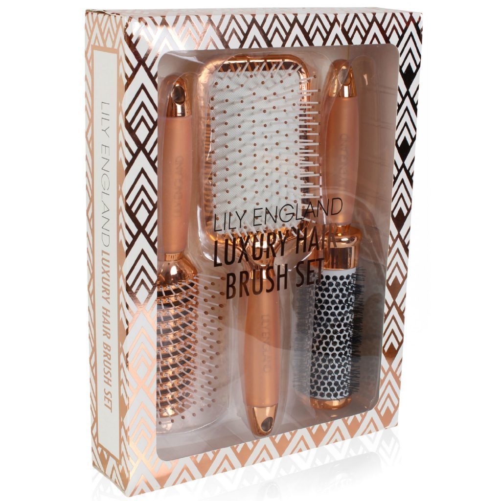 Lily England hair brush set in rose gold.
