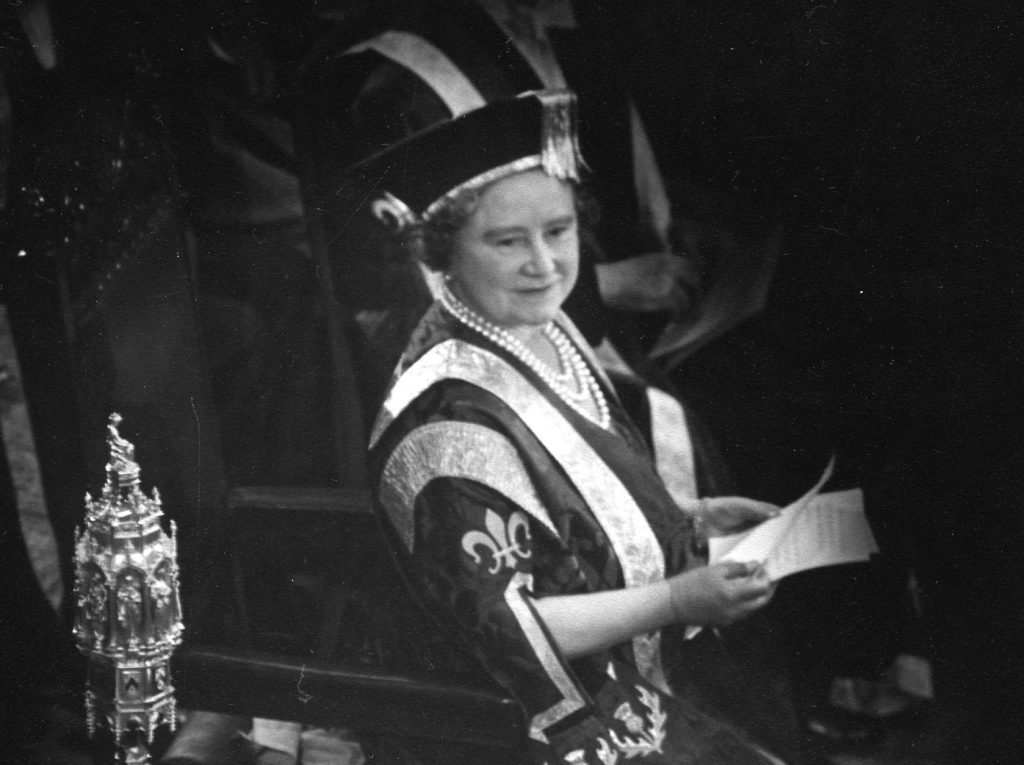 The Queen Mother at the inauguration of Dundee University on August 1, 1967