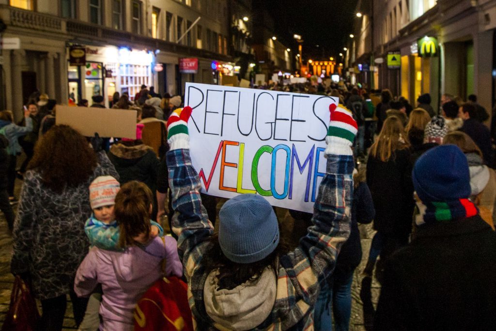 Courier News - Dundee - Nadia Vidinova Story. Anti-Trump protest rally against recent ban of certain Muslim countries visiting the USA. Picture shows scenes from the protest. Reform Street, Dundee. Monday 30th January 2017
