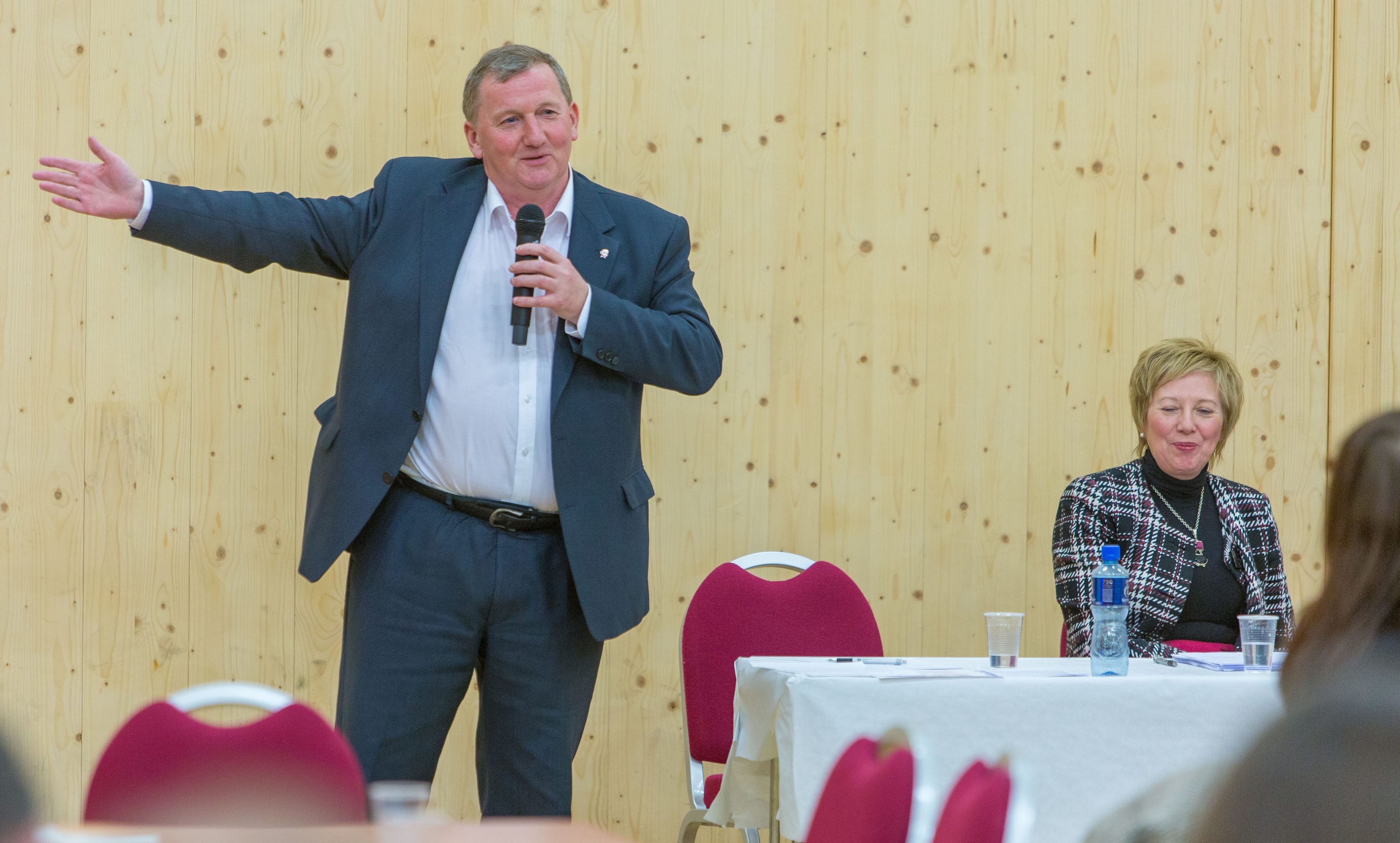Alex Rowley speaks at Saturday's event.