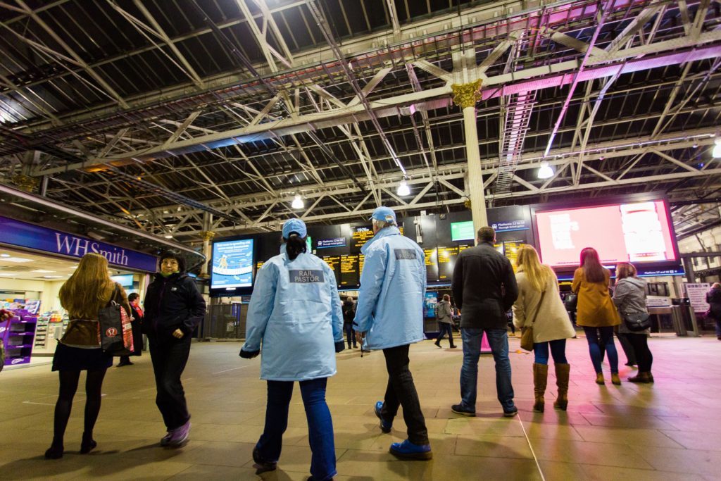 Rail pastors patrolling Edinburgh's Waverley Station.