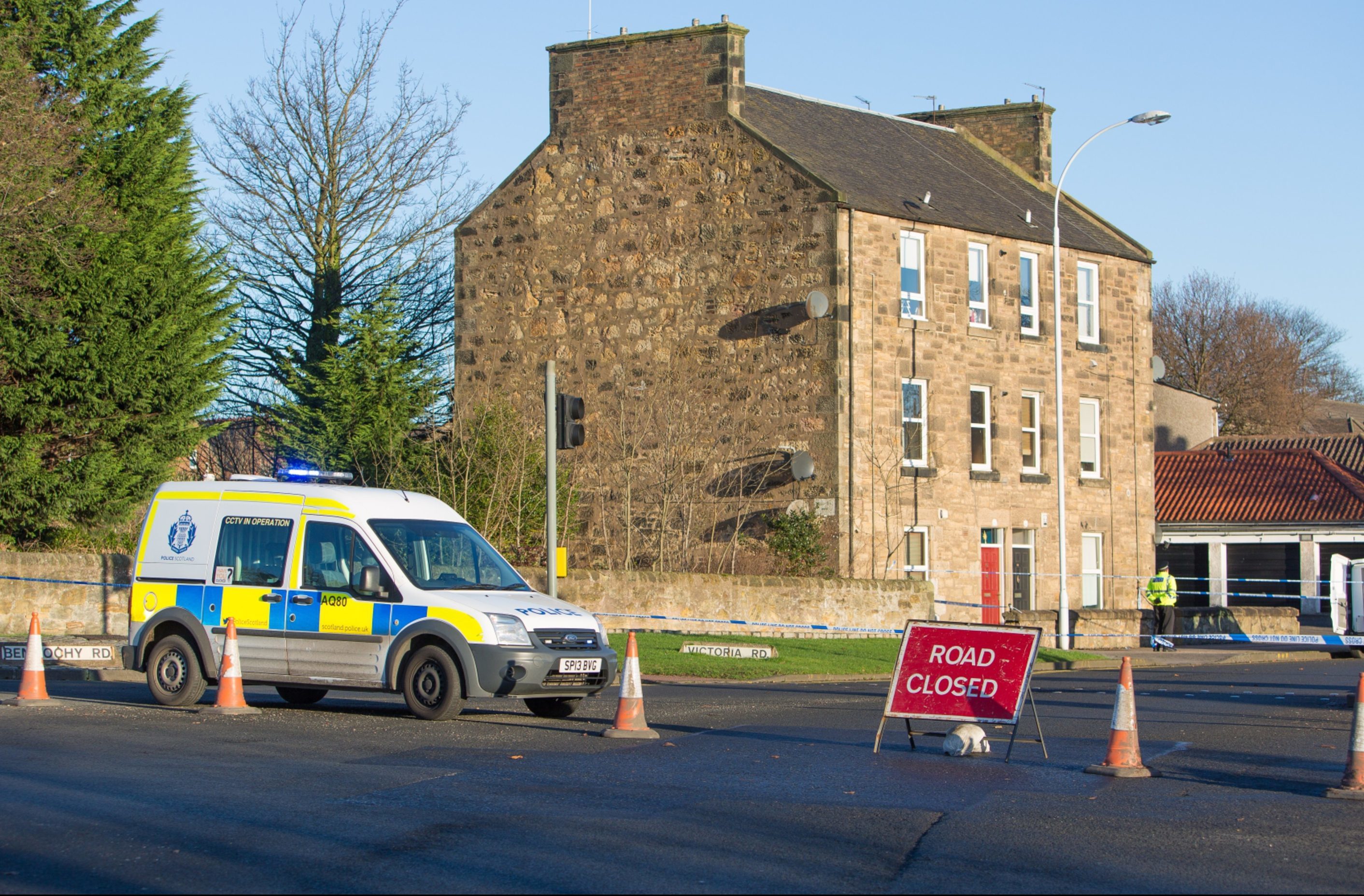 Police in attendance at the incident on Kirkcaldy's Victoria Road near to the train station.