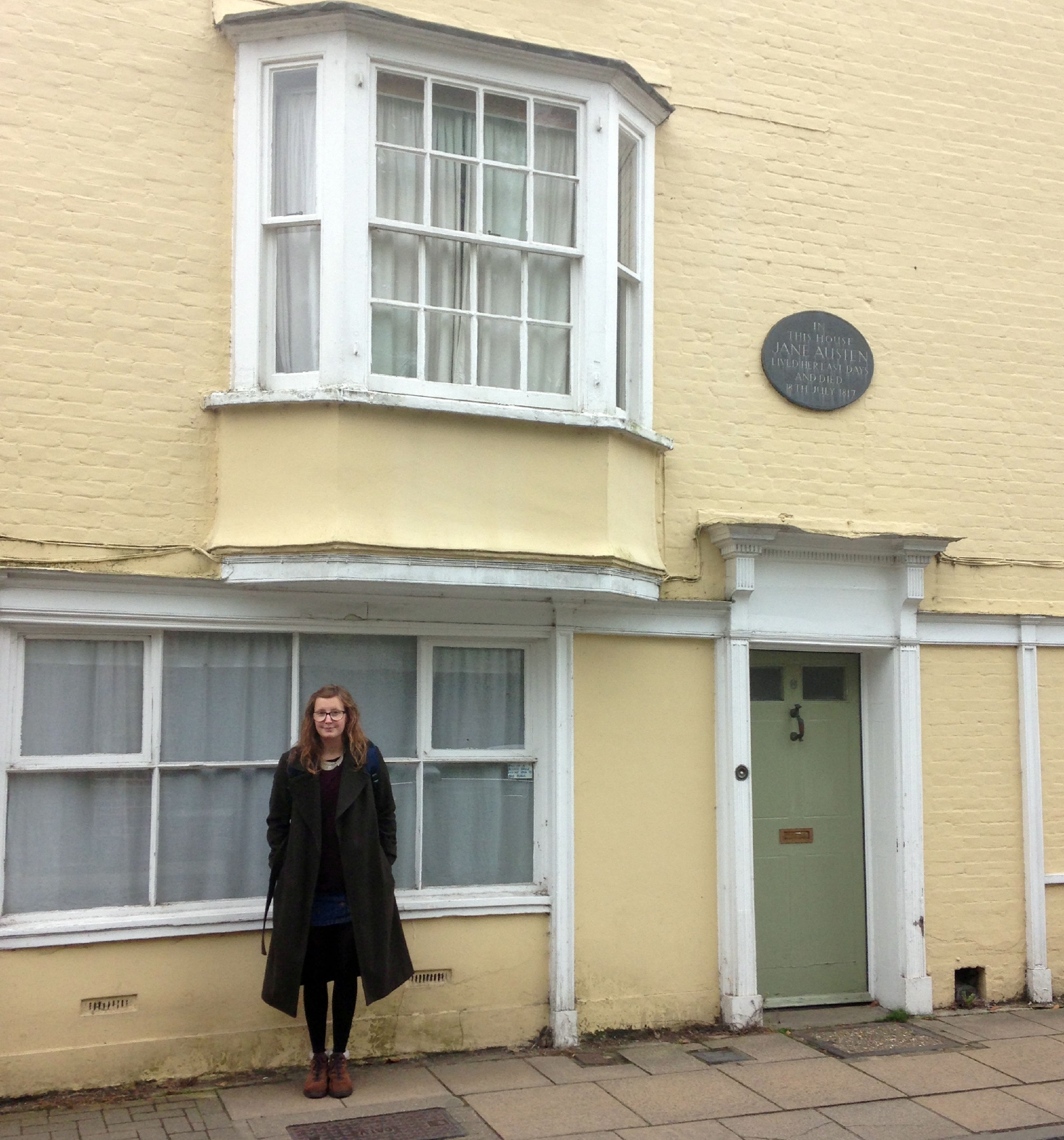 Ella outside Jane Austen's house.