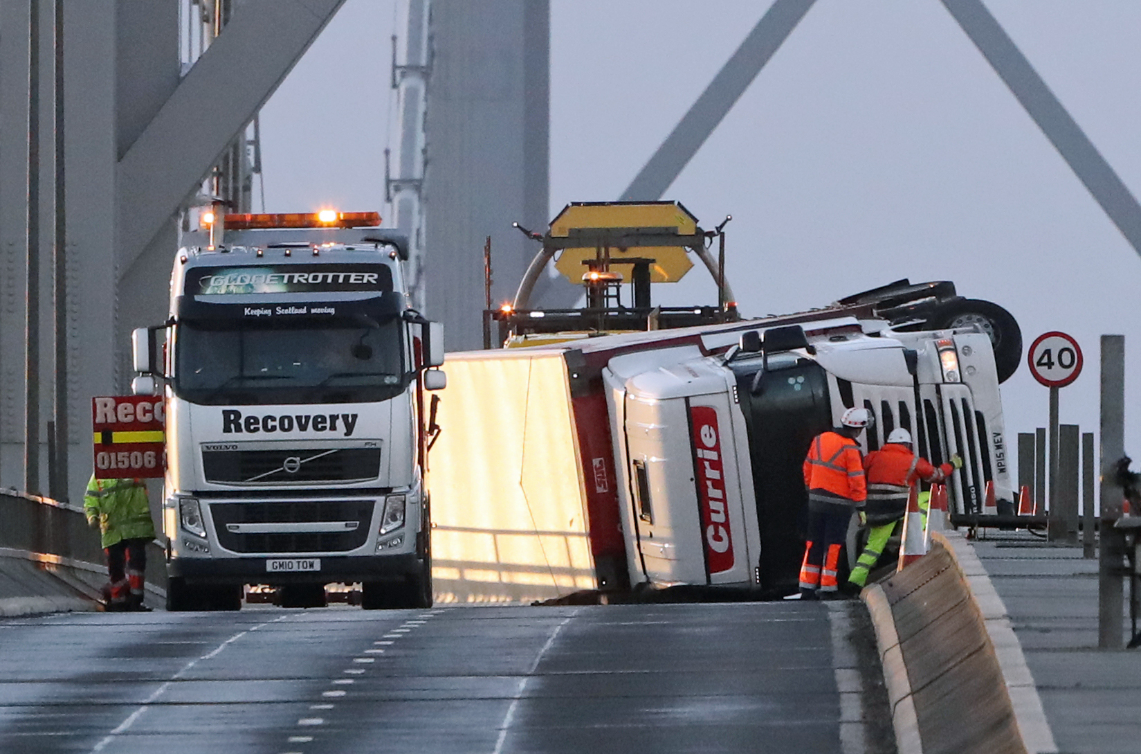 The operation to remove the stricken lorry.