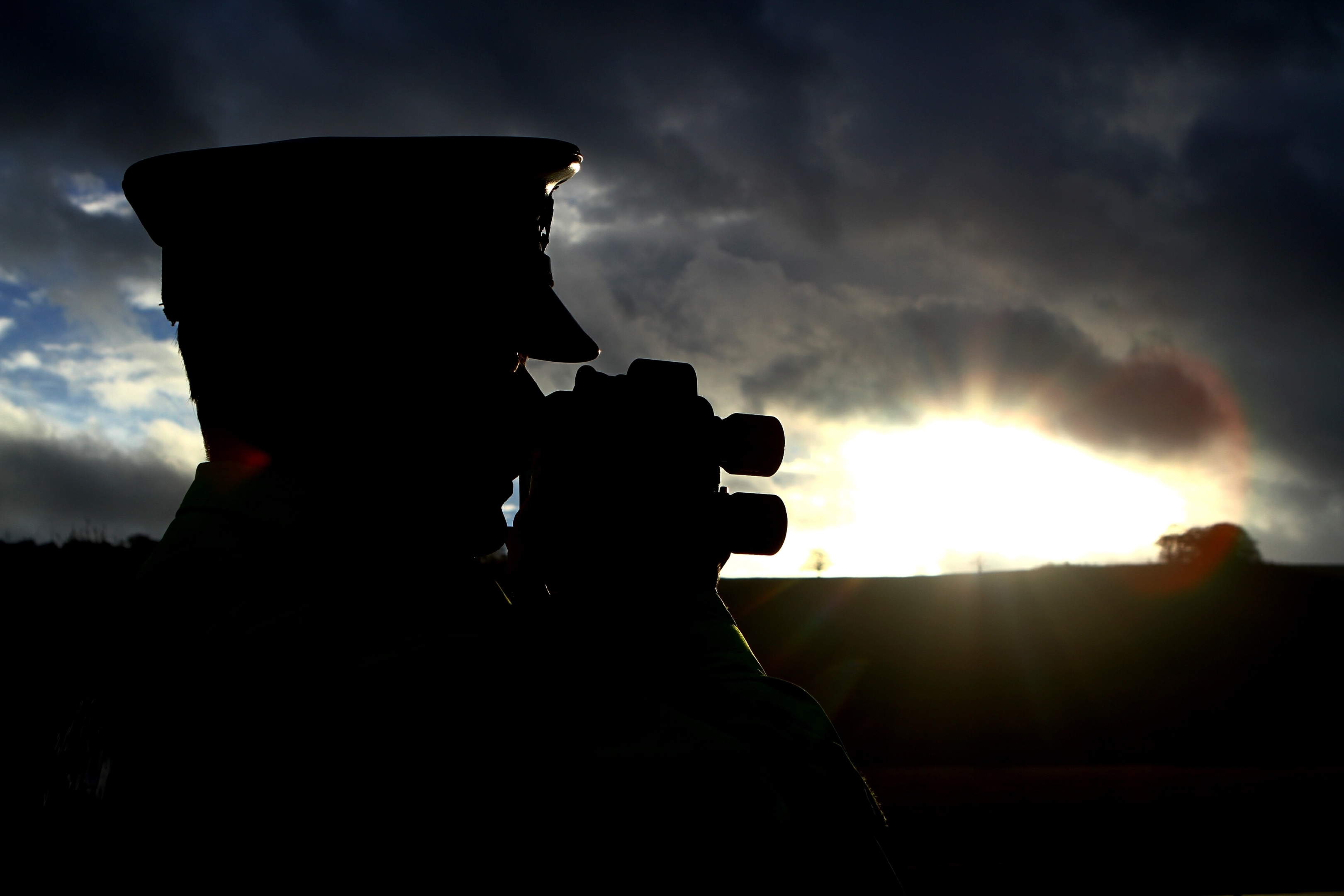 Constable Colin Proctor carrying out a speed check on the northbound carrigeway of the A90, near Justinhaugh