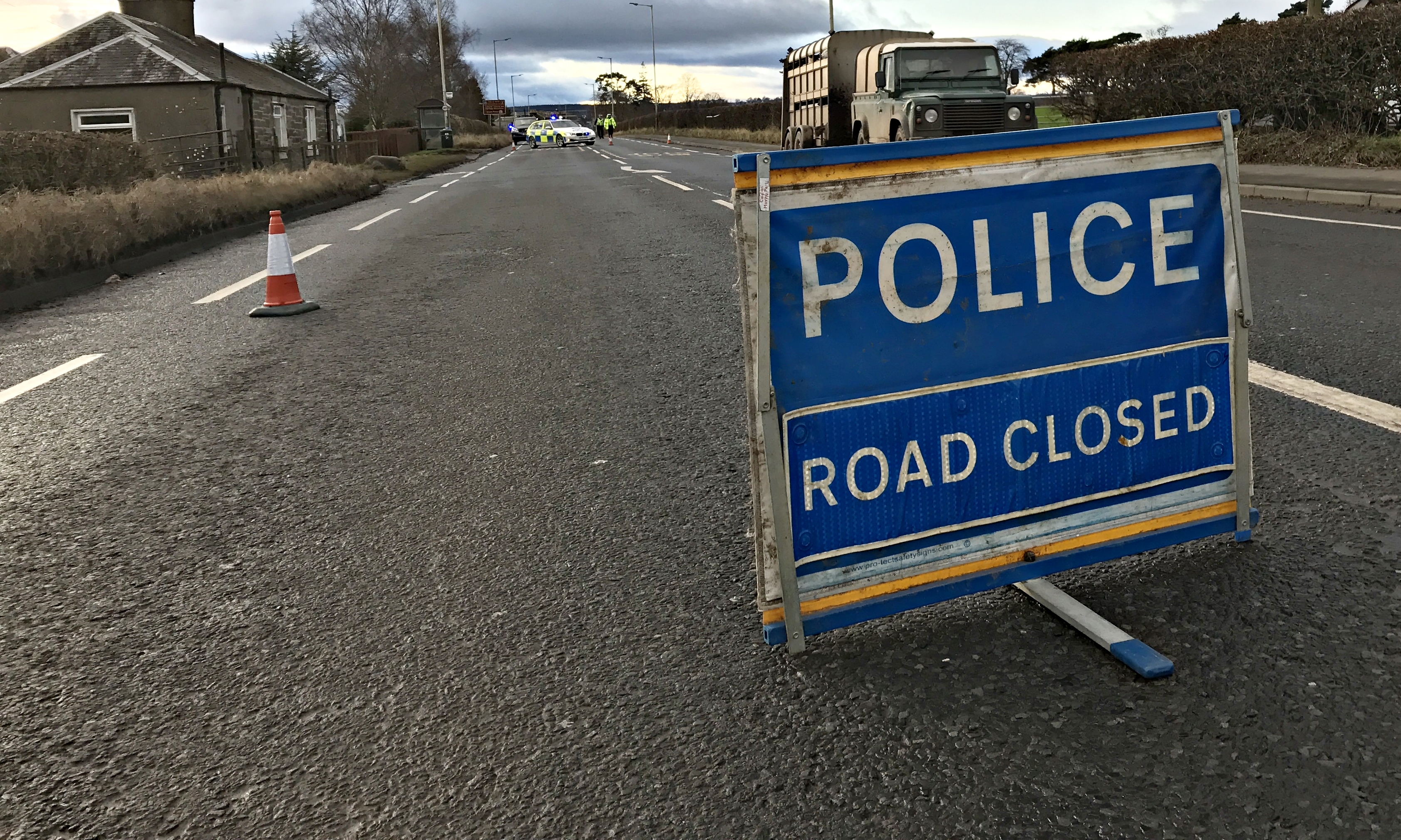 The A94 closed by police after the accident.