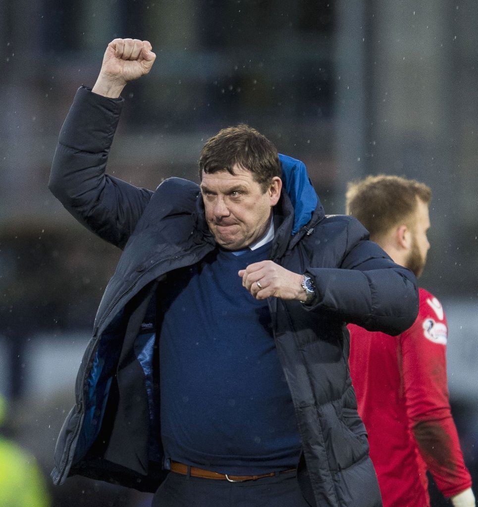 Tommy Wright celebrates another three points for St Johnstone.
