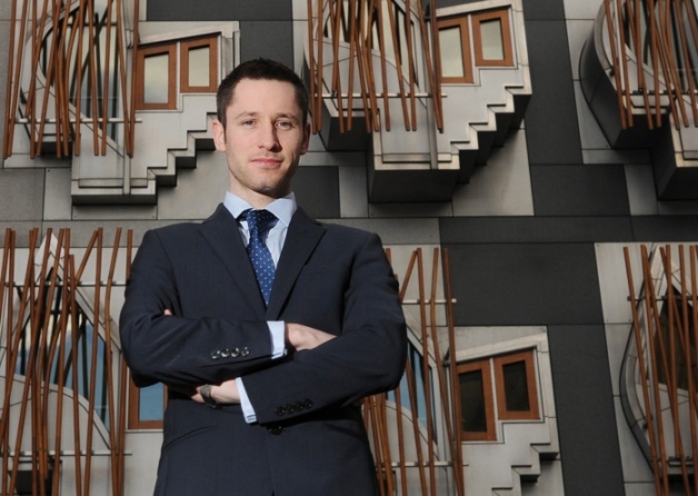 Gordon Aikman outside the Scottish Parliament