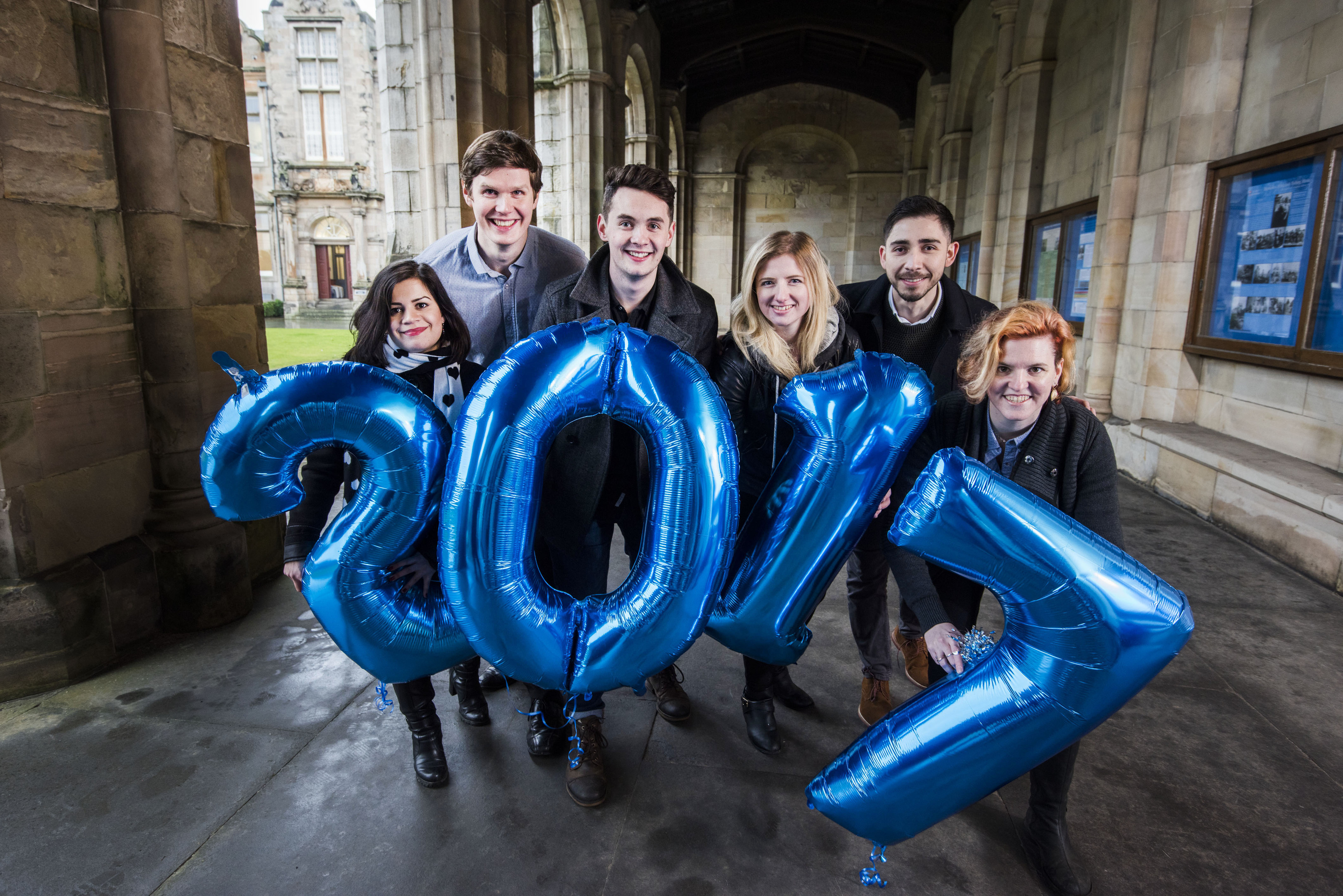 Celebrating the Year of History, Heritage & Archaeology successful Converge Challenge alumni launched the 2017 programme at the University of St Andrews.  L – R: Erika Grant, David Harris-Birtill, Chris Hughes, Victoria Hamilton, Rogelio Arellano and Anne Rushing
