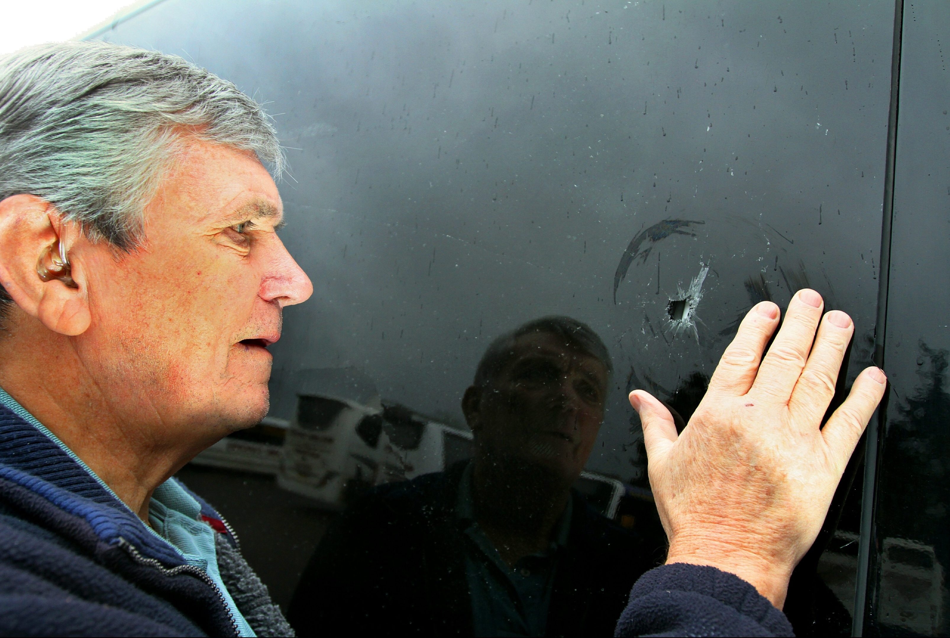 Jim Docherty with the damaged coach.