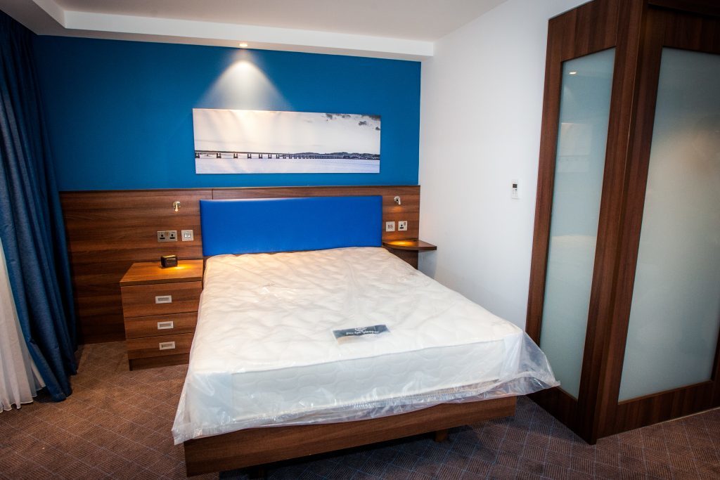 One of the bedrooms in the Hampton by Hilton.