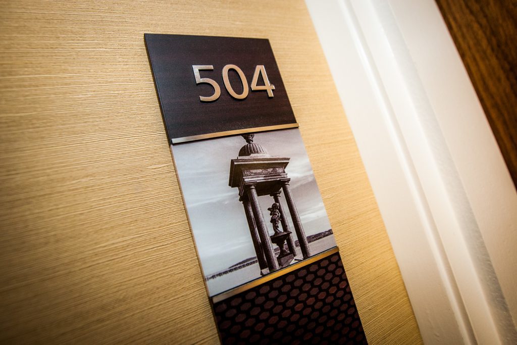 Even the room numbers feature local landmarks.